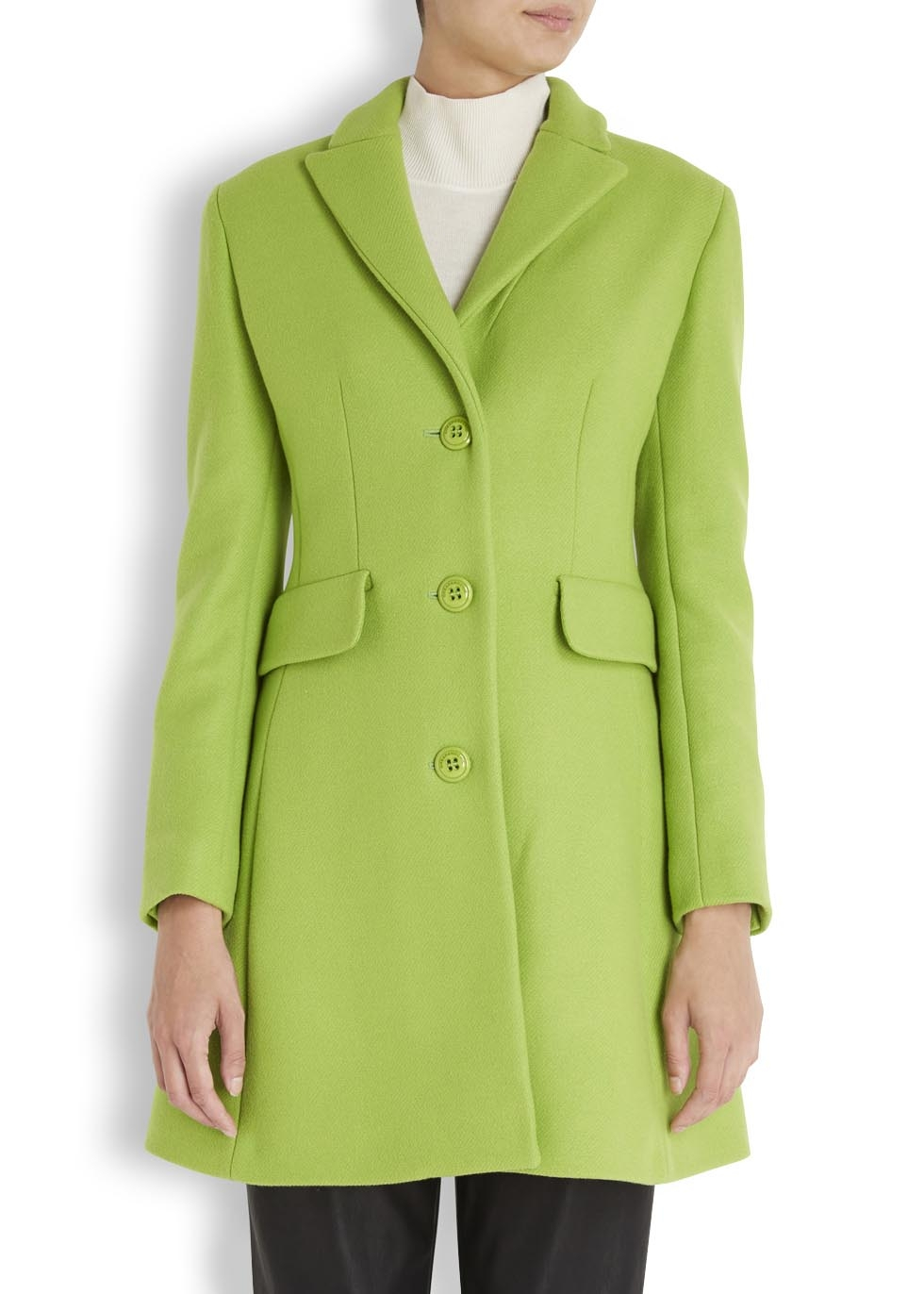 Boutique Moschino Lime Green Wool Blend Coat Lyst