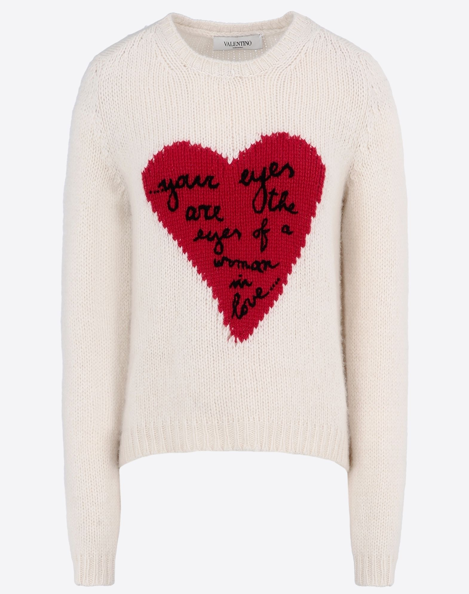 Valentino Heart-intarsia Cashmere Sweater in White | Lyst
