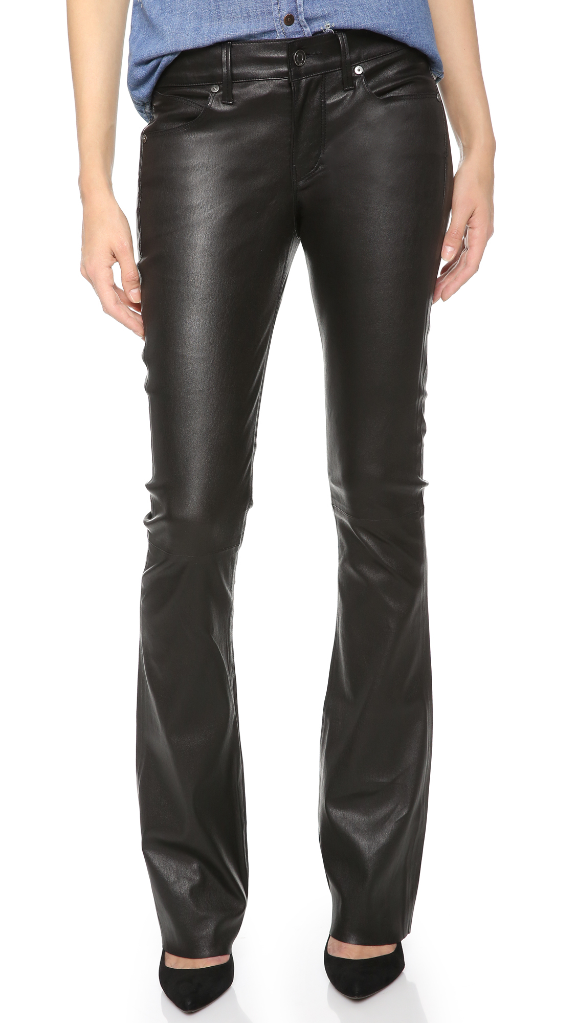 Rta Jackson Leather Flare Pants in Black | Lyst