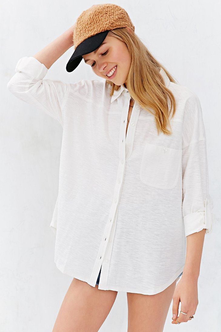 BDG Oversized Button-Down Shirt in White | Lyst
