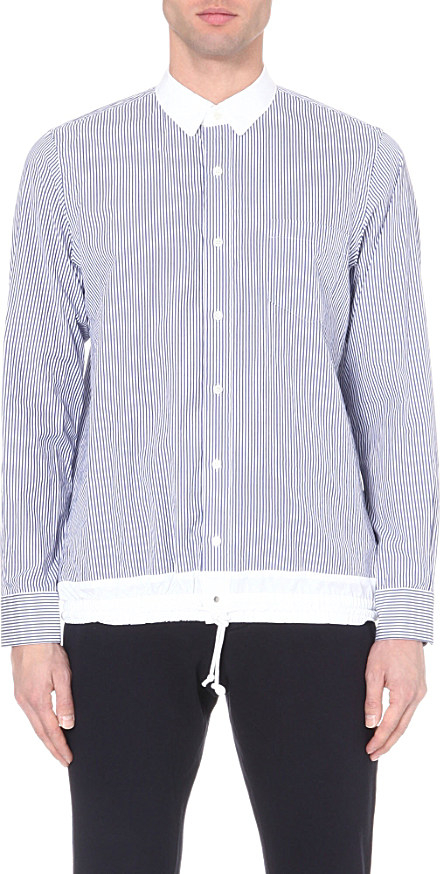 Sacai Drawstring-Waisted Cotton Shirt - For Men in Blue for Men | Lyst