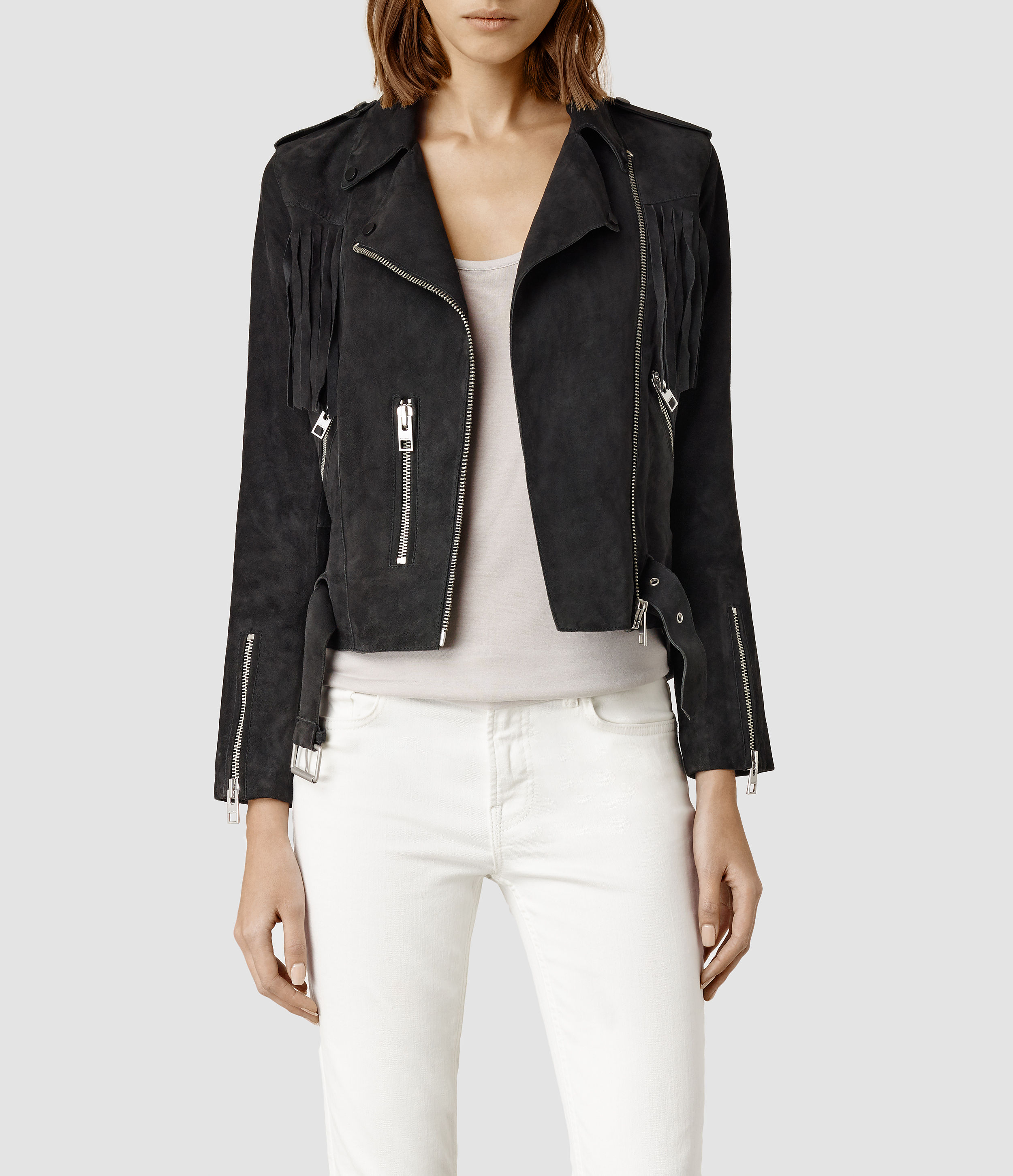 black tassel leather jacket