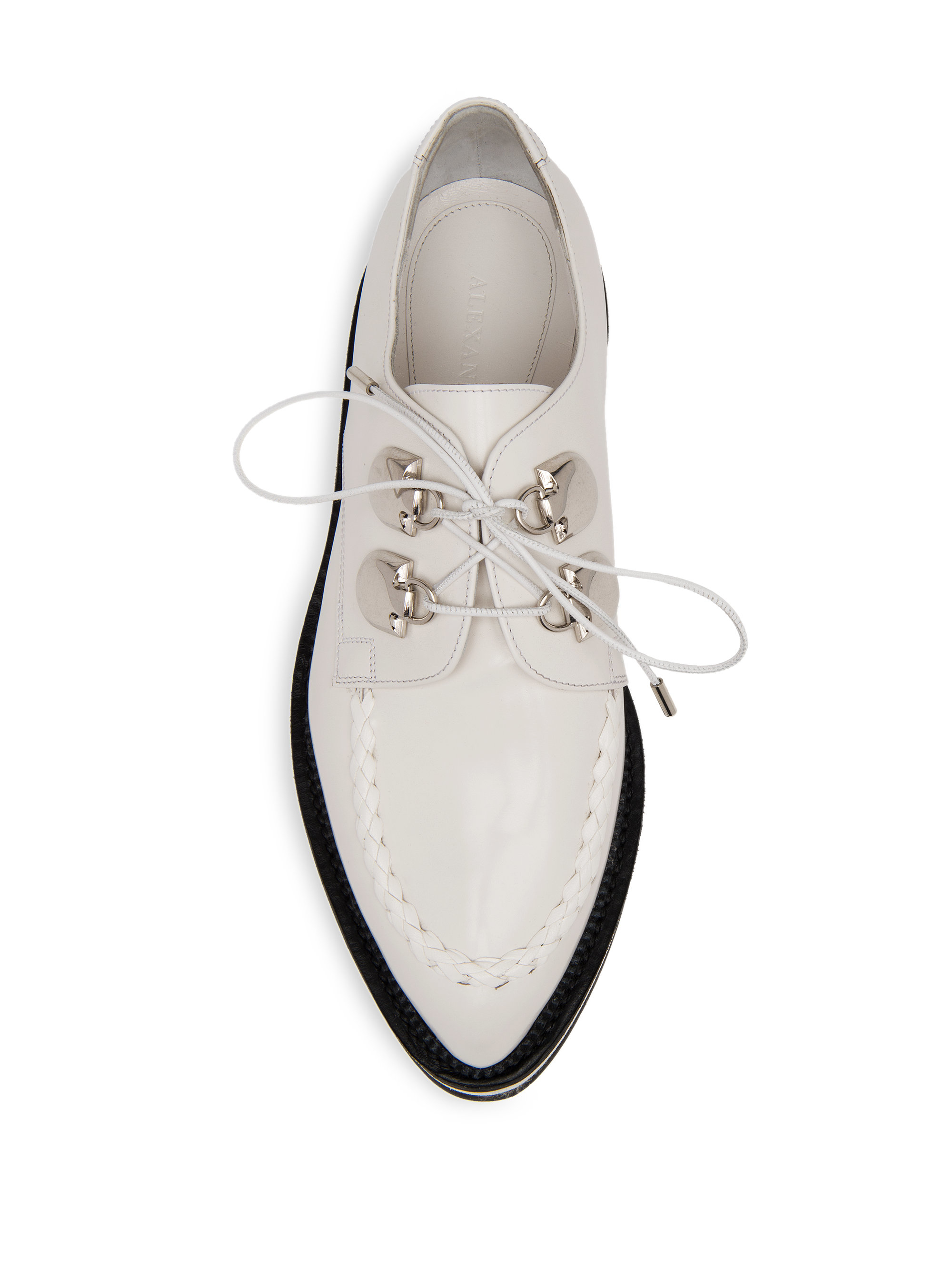Alexander McQueen - Authenticated Lace Ups - Leather White Plain for Men, Never Worn