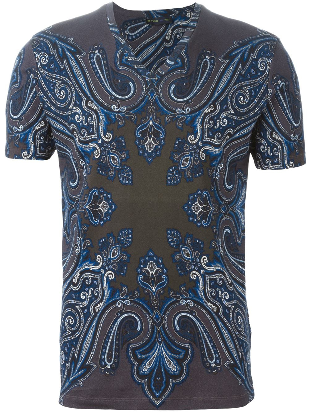 Etro Paisley Print T-shirt in Gray for Men | Lyst
