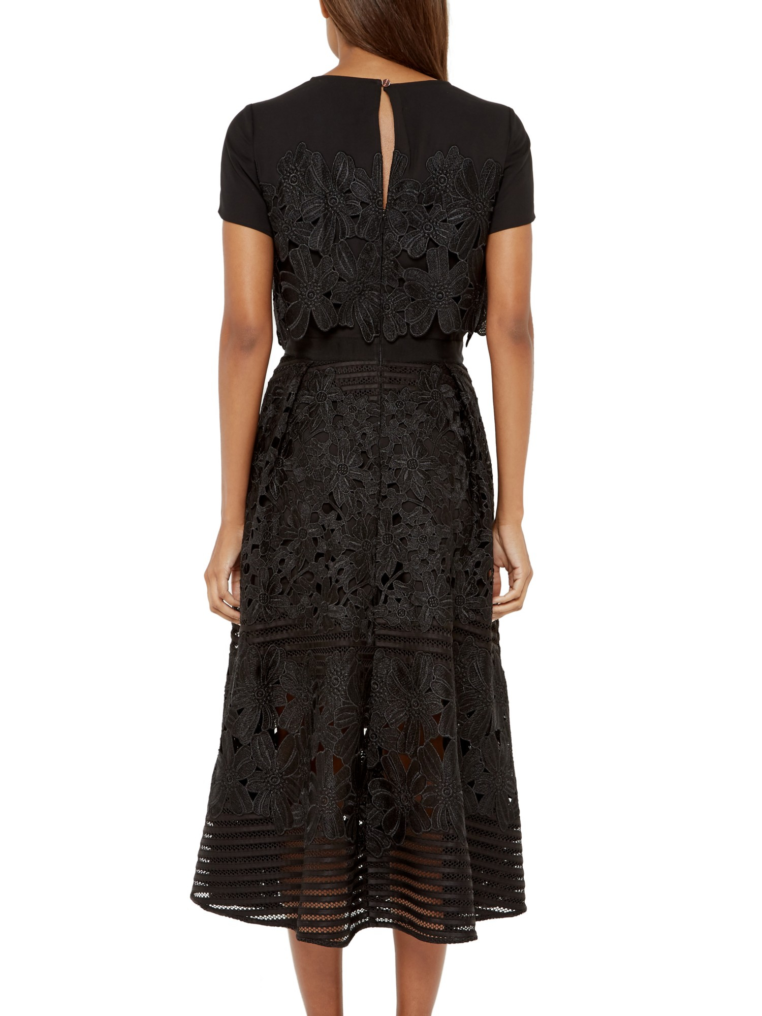 Ted Baker Janelle Layered Lace Midi Dress in Black - Lyst
