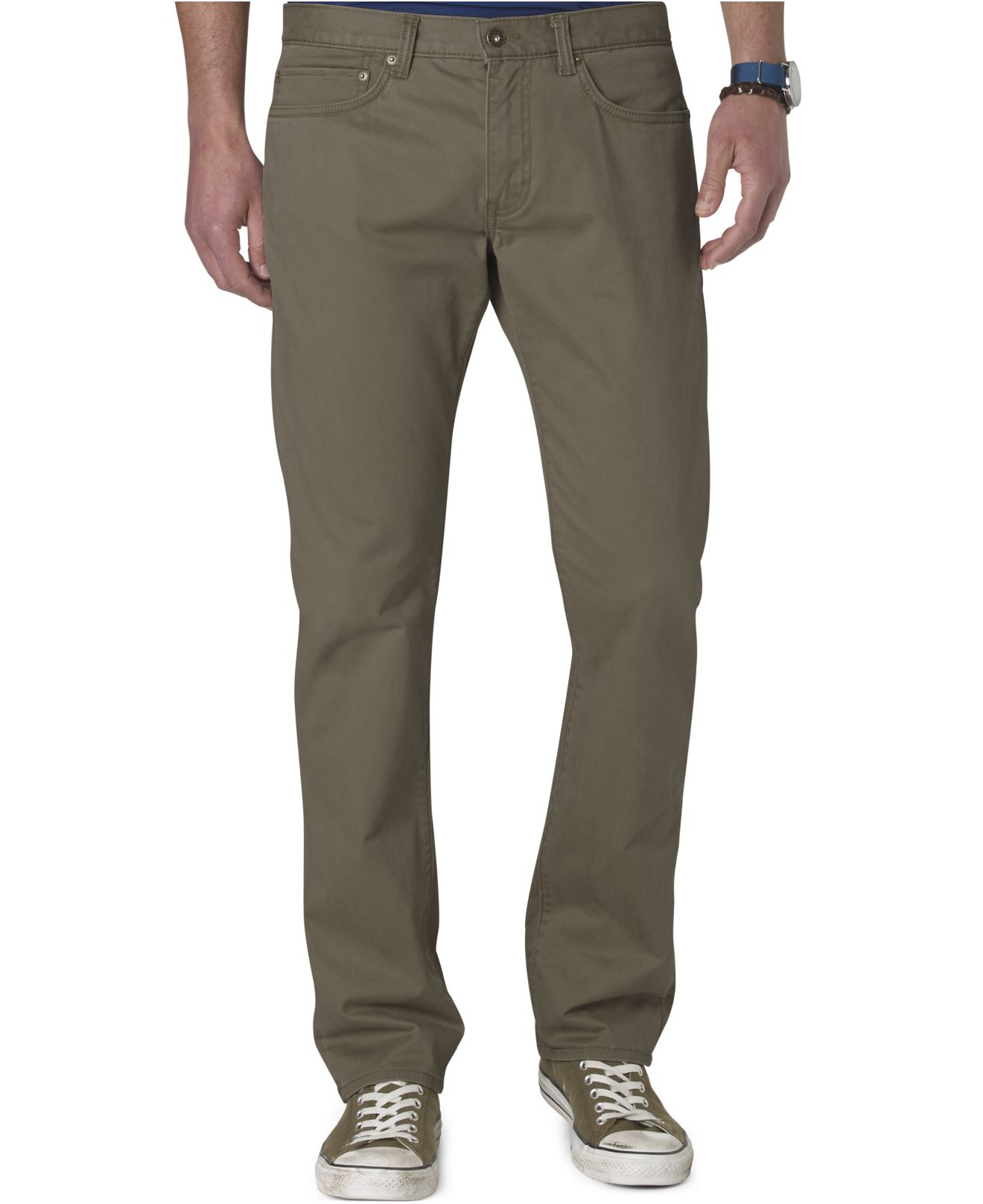 Dockers D2 Straight Fit 5-Pocket Flat Front Pants in Olive Night (Green ...