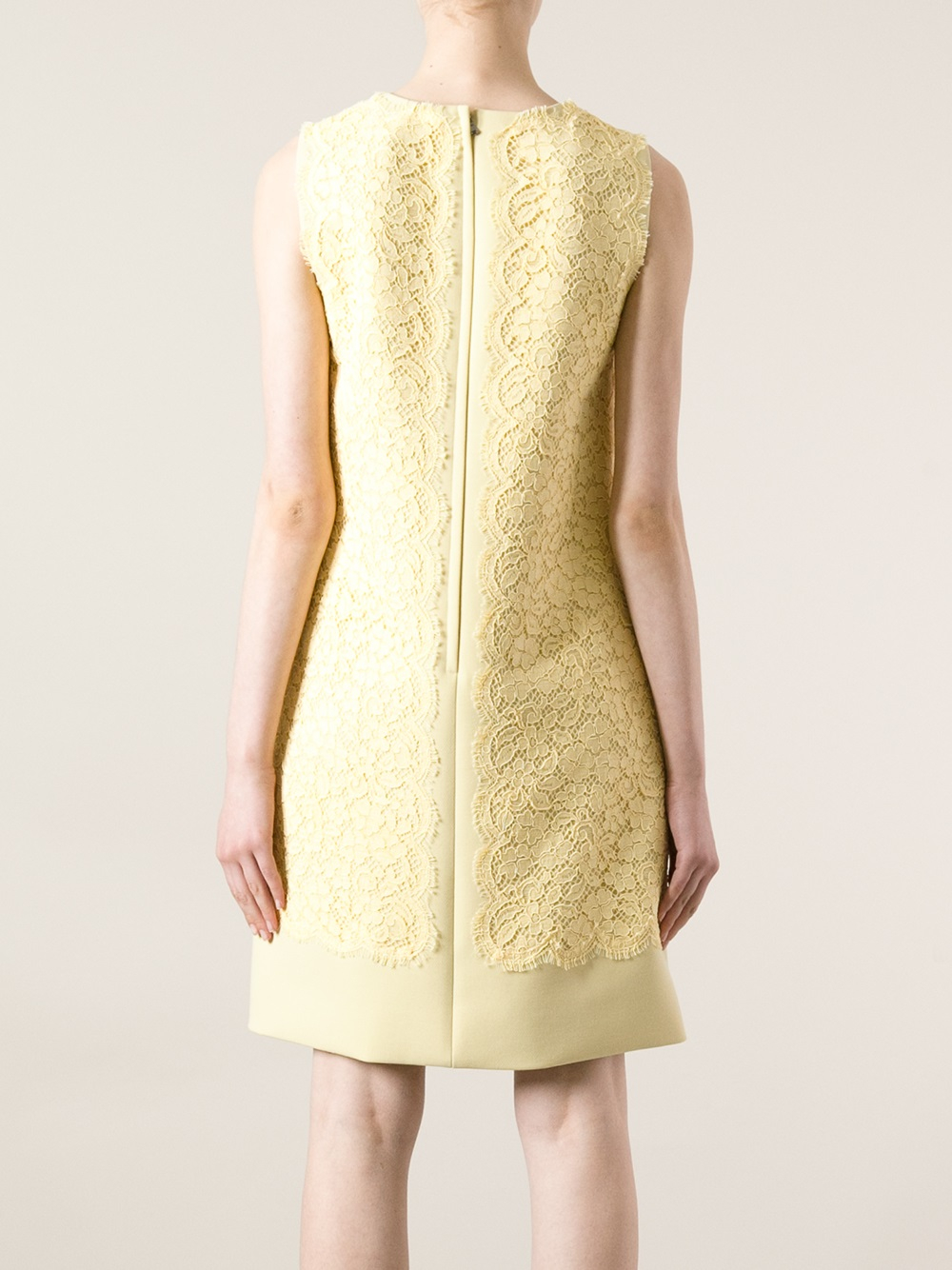 Lyst - Dolce & Gabbana Sleeveless Floral Lace Dress in Yellow