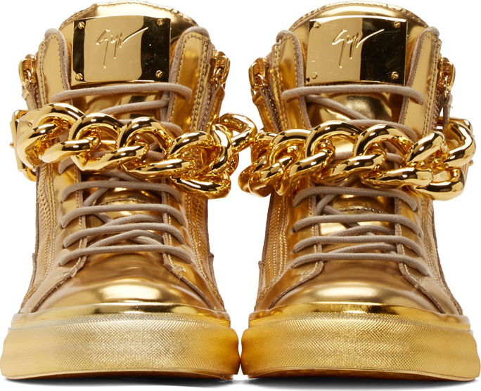 gold designer shoes men's