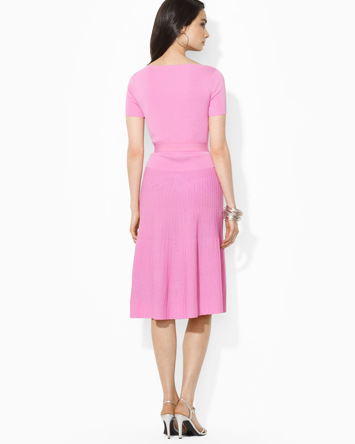 Ralph Lauren Lauren Ravonna Boatneck Dress in Pink - Lyst