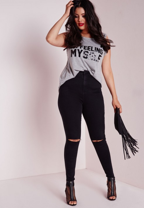 plus size high waisted jeans black