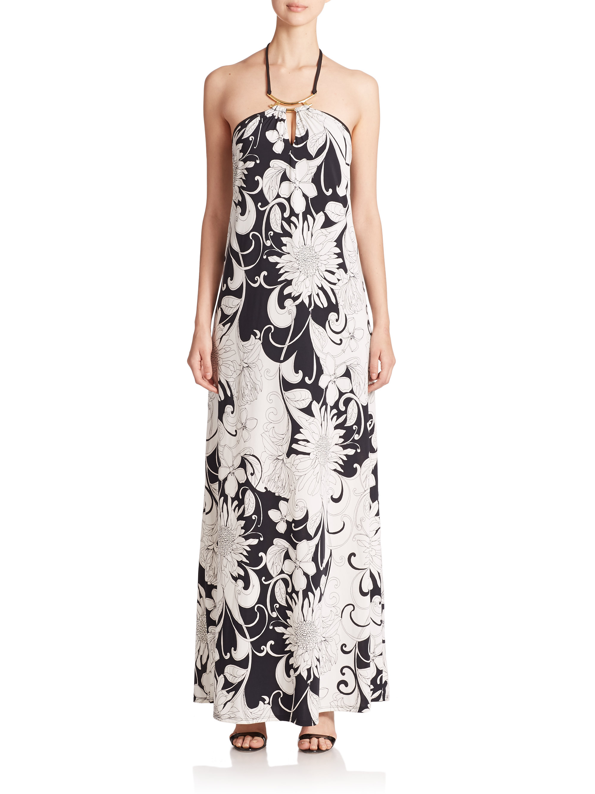 trina turk black and white dress