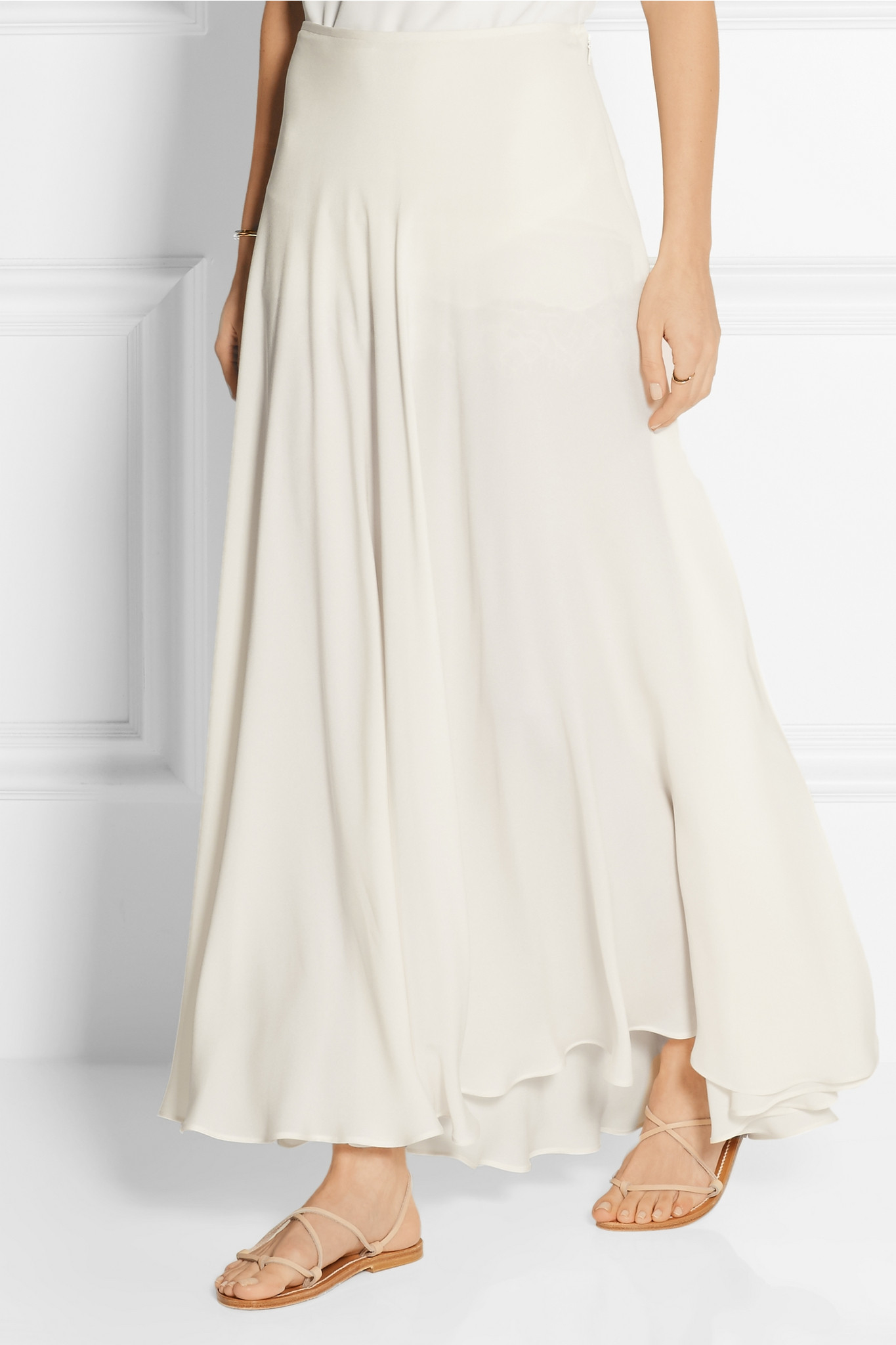 Elie Saab Silk-blend Crepe Maxi Skirt in White - Lyst