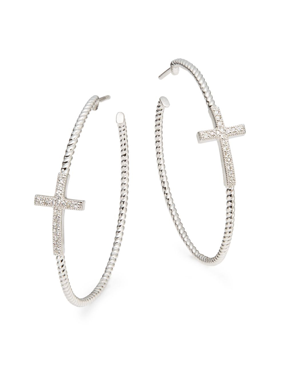 Lyst Jude Frances White Shire Sterling Silver Cross Hoop Gallery