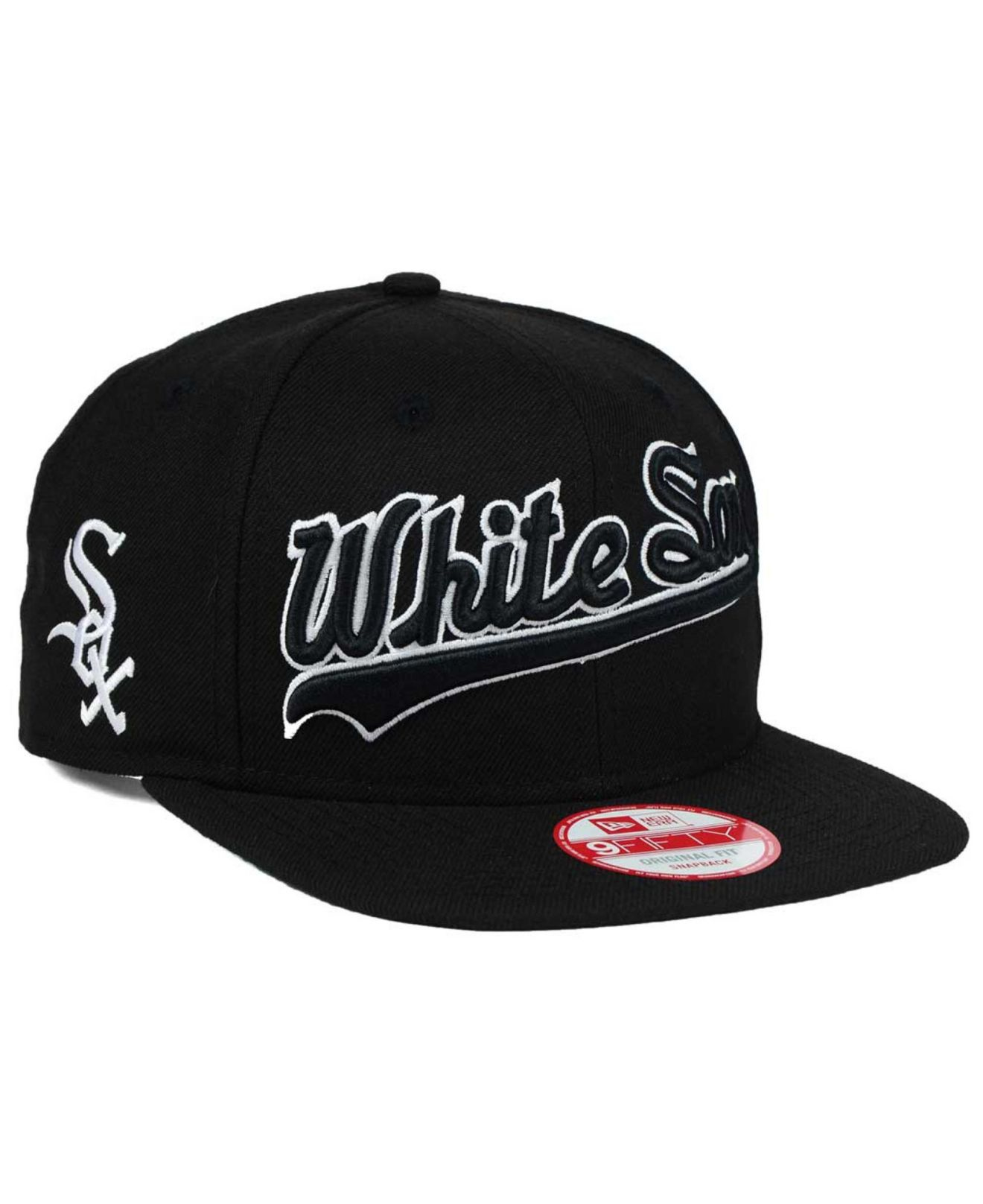 KTZ Chicago White Sox Xl Script 9fifty Snapback Cap in Black for Men Lyst