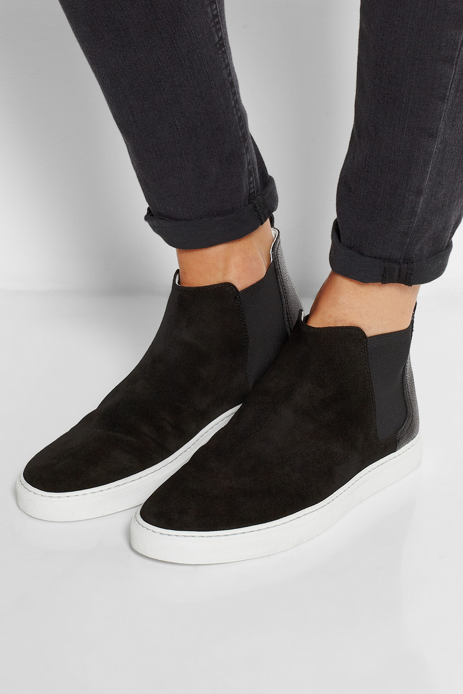 Lanvin Suede High-Top Slip-On Sneakers in Black | Lyst