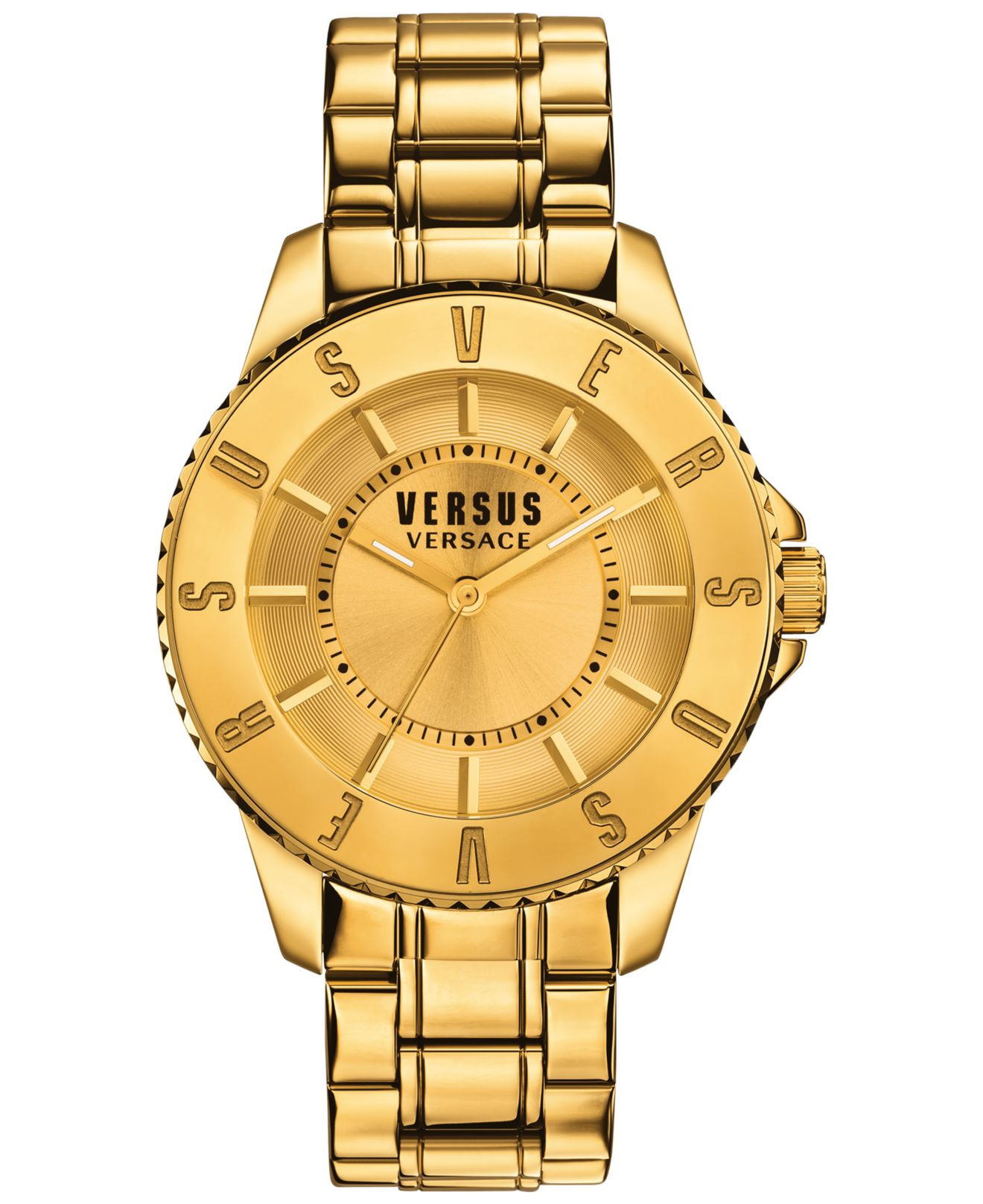 Versus Men S Gold Tone Ion Plated Stainless Steel Bracelet Watch