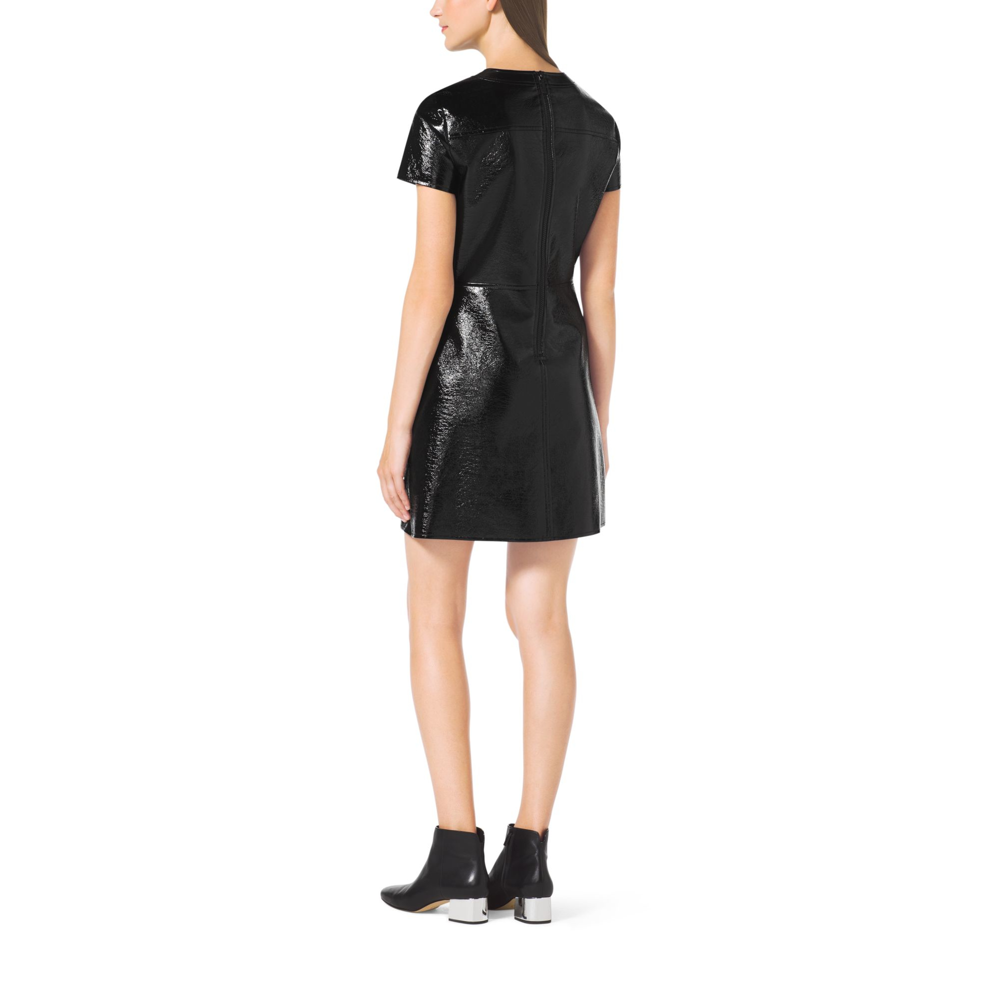 michael kors black leather dress