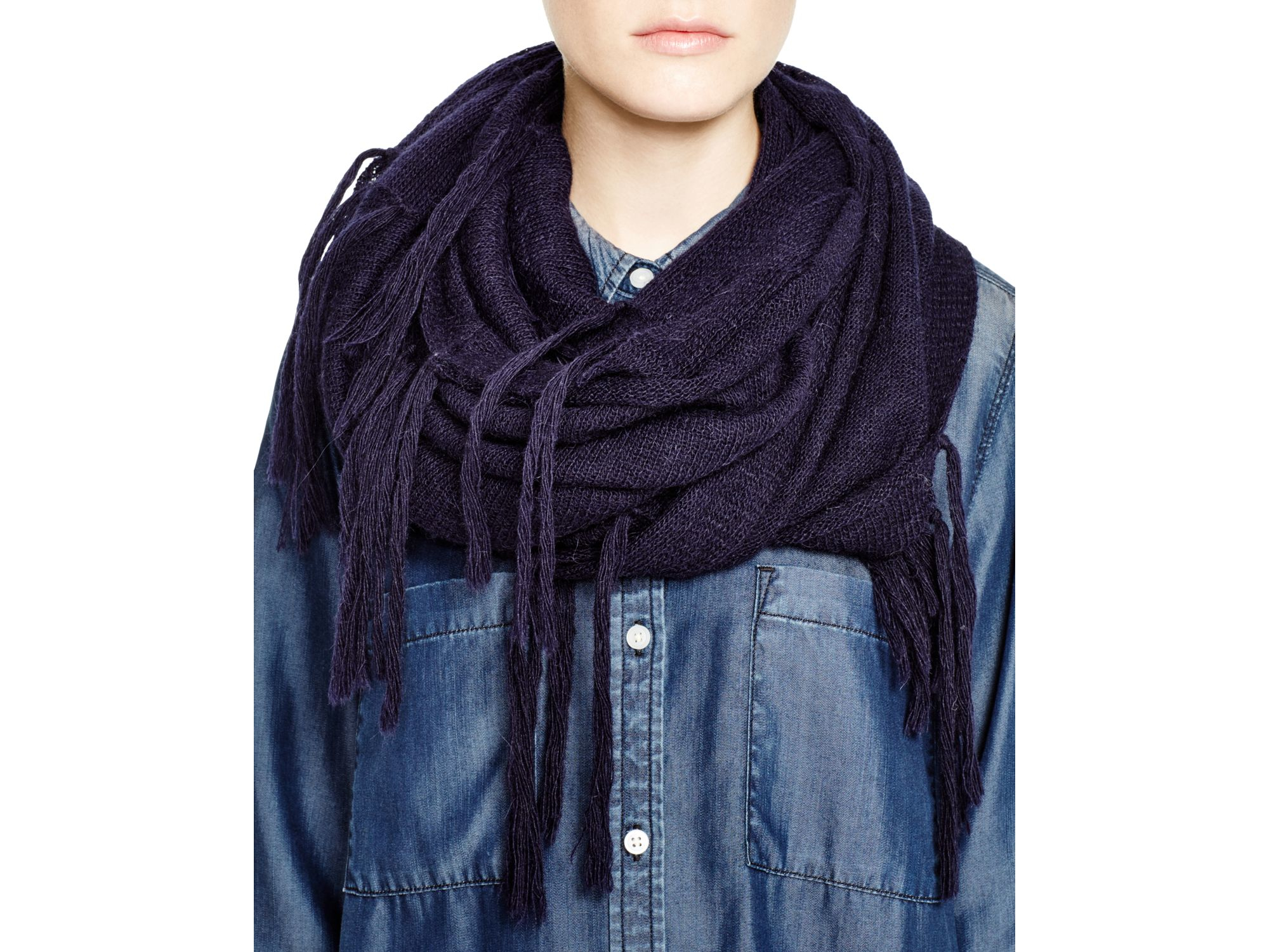 Lyst Dkny Pure Fringe Infinity Scarf in Blue