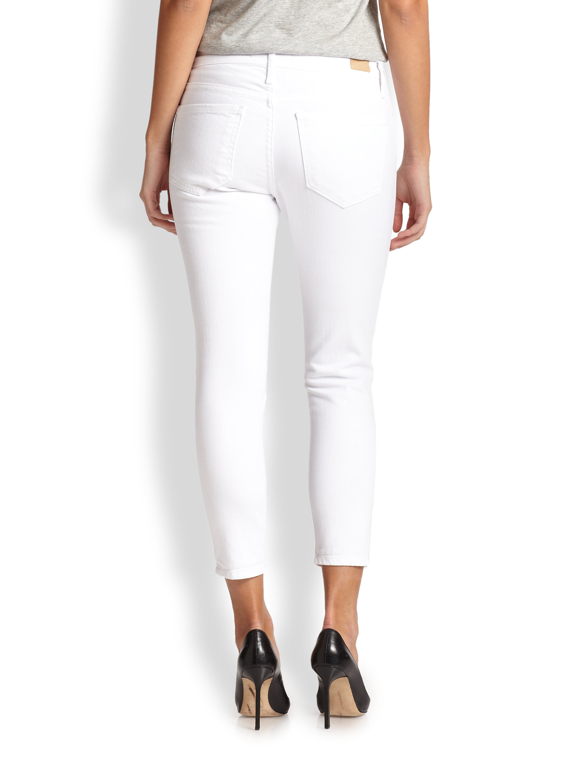 Joie Skinny Cropped Jeans in White - Lyst