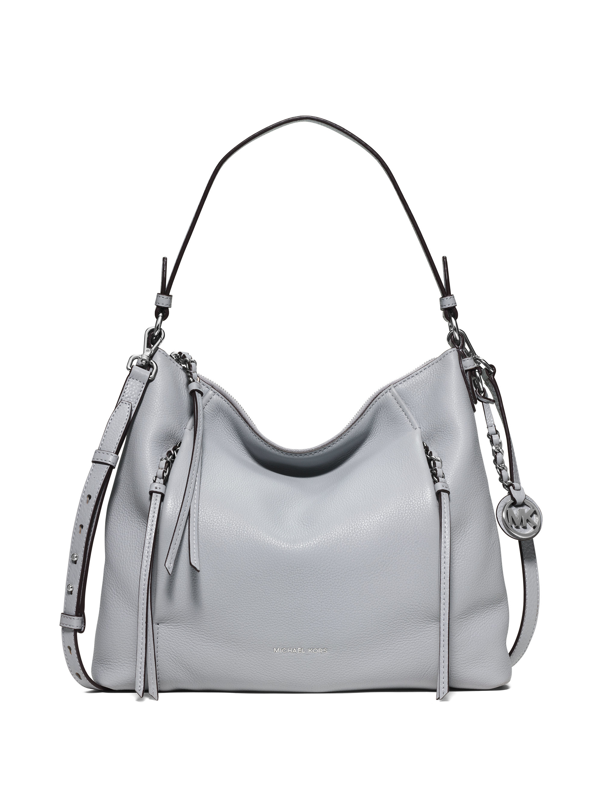 MICHAEL Michael Kors Corinne Large Leather Shoulder Bag in Gray -