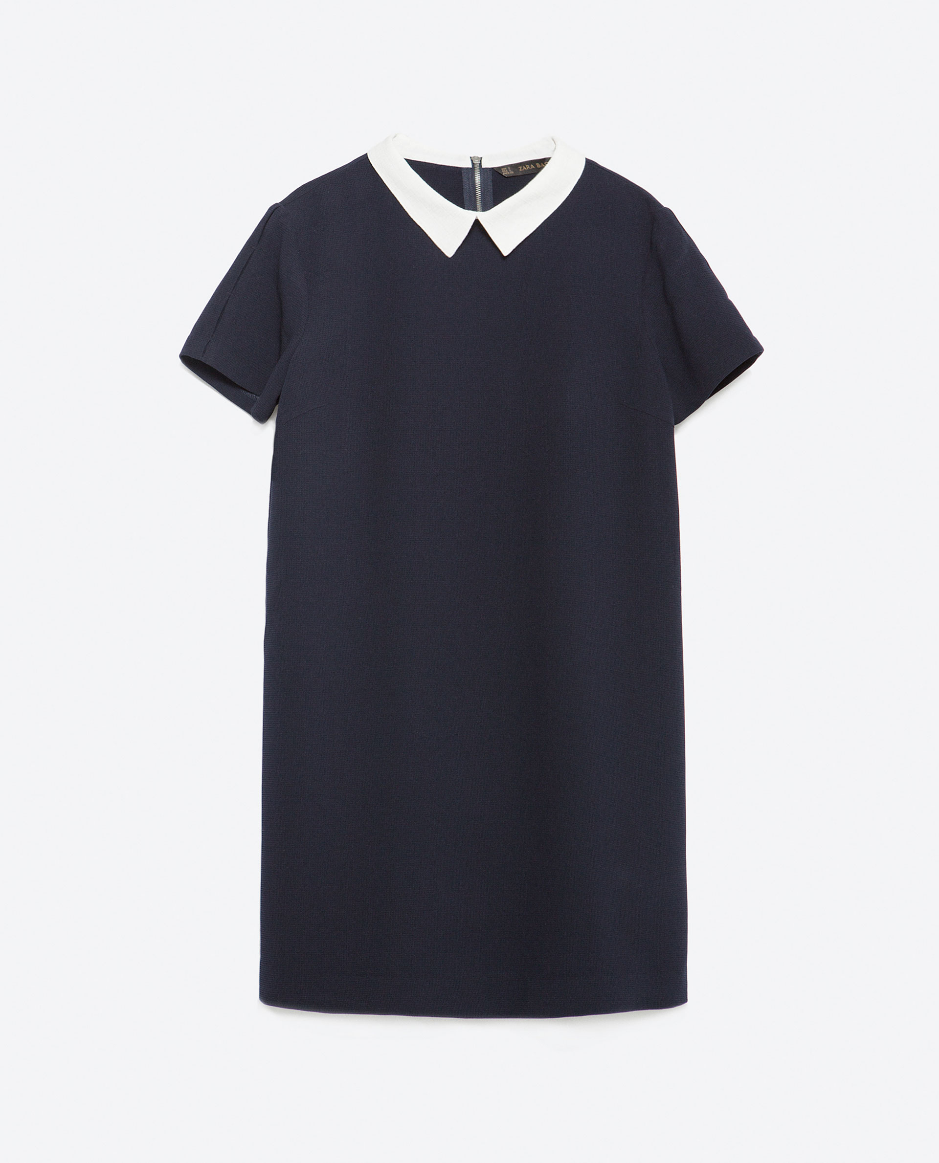 Zara Dress With Contrasting Collar in Blue Lyst