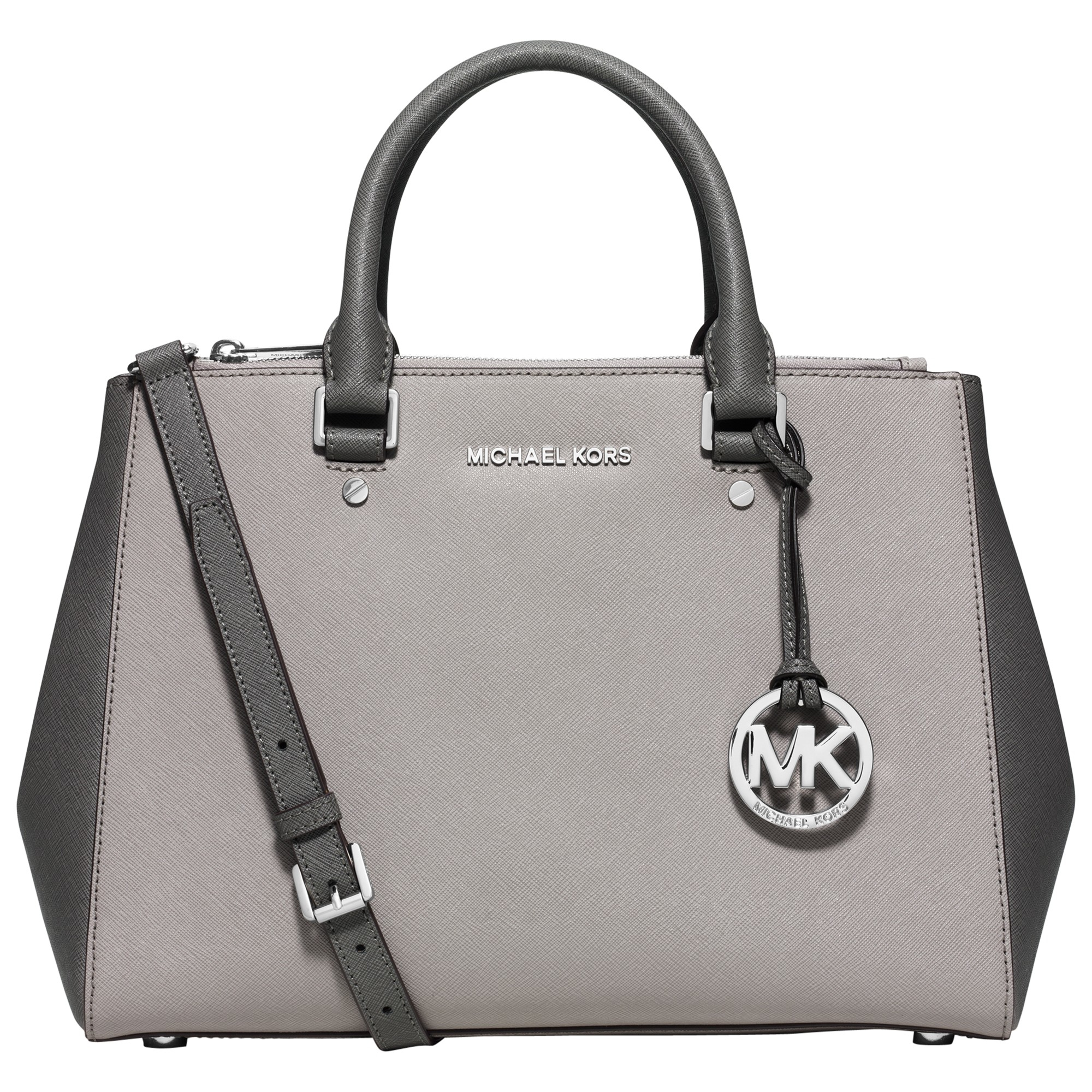 MICHAEL Michael Kors Sutton Medium Leather Satchel Bag in Grey (Grey) - Lyst