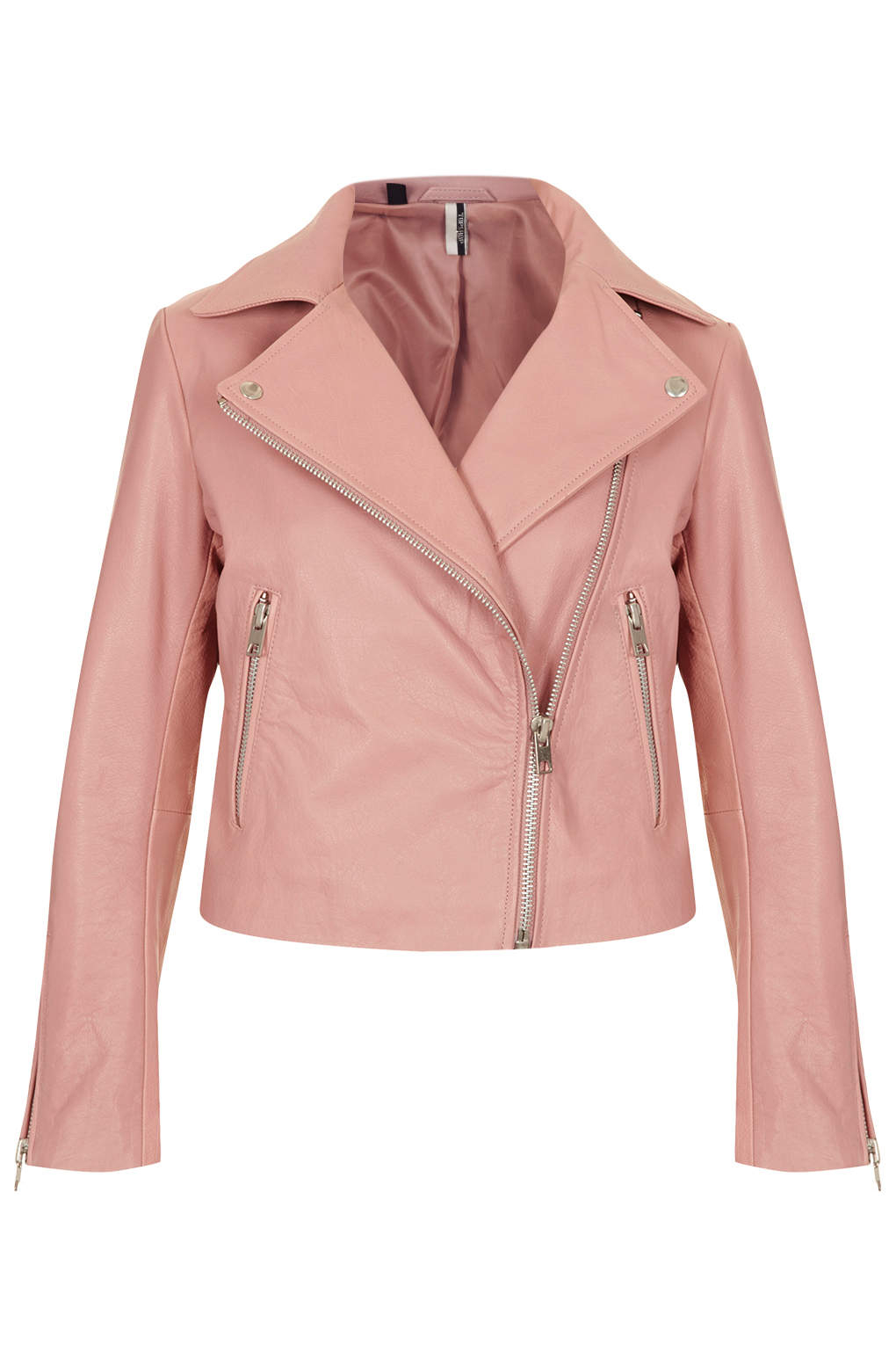 Topshop Boxy Leather Biker Jacket  in Pink  Lyst