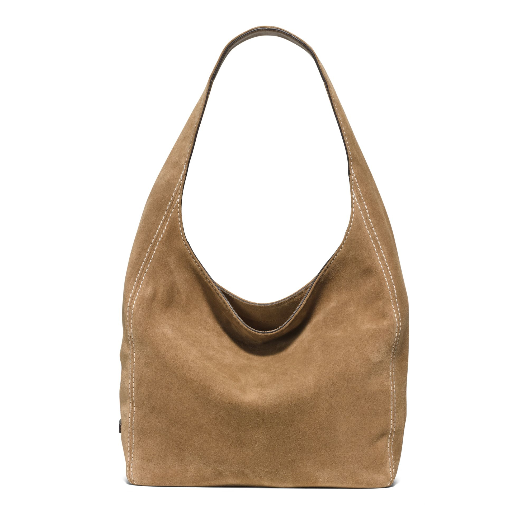 Lyst Michael Kors Lena Large Suede Shoulder Bag In Brown Gallery