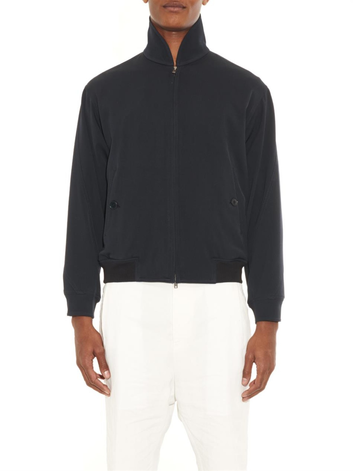 Download Lemaire Wool Zip-up Gabardine Bomber Jacket in Blue for ...