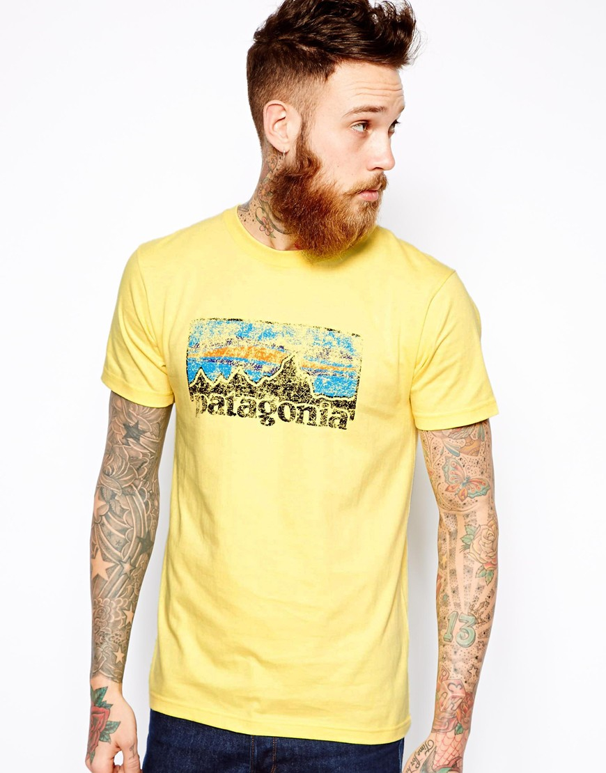 mens yellow patagonia t shirt