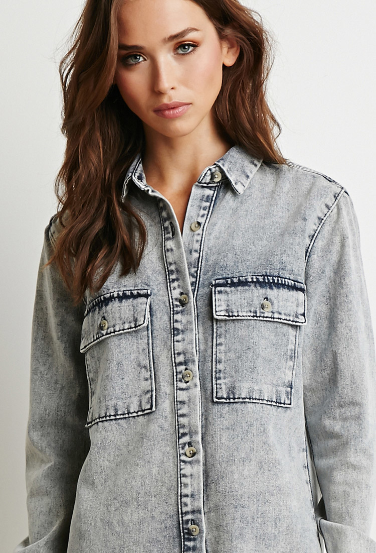grey denim shirt dress