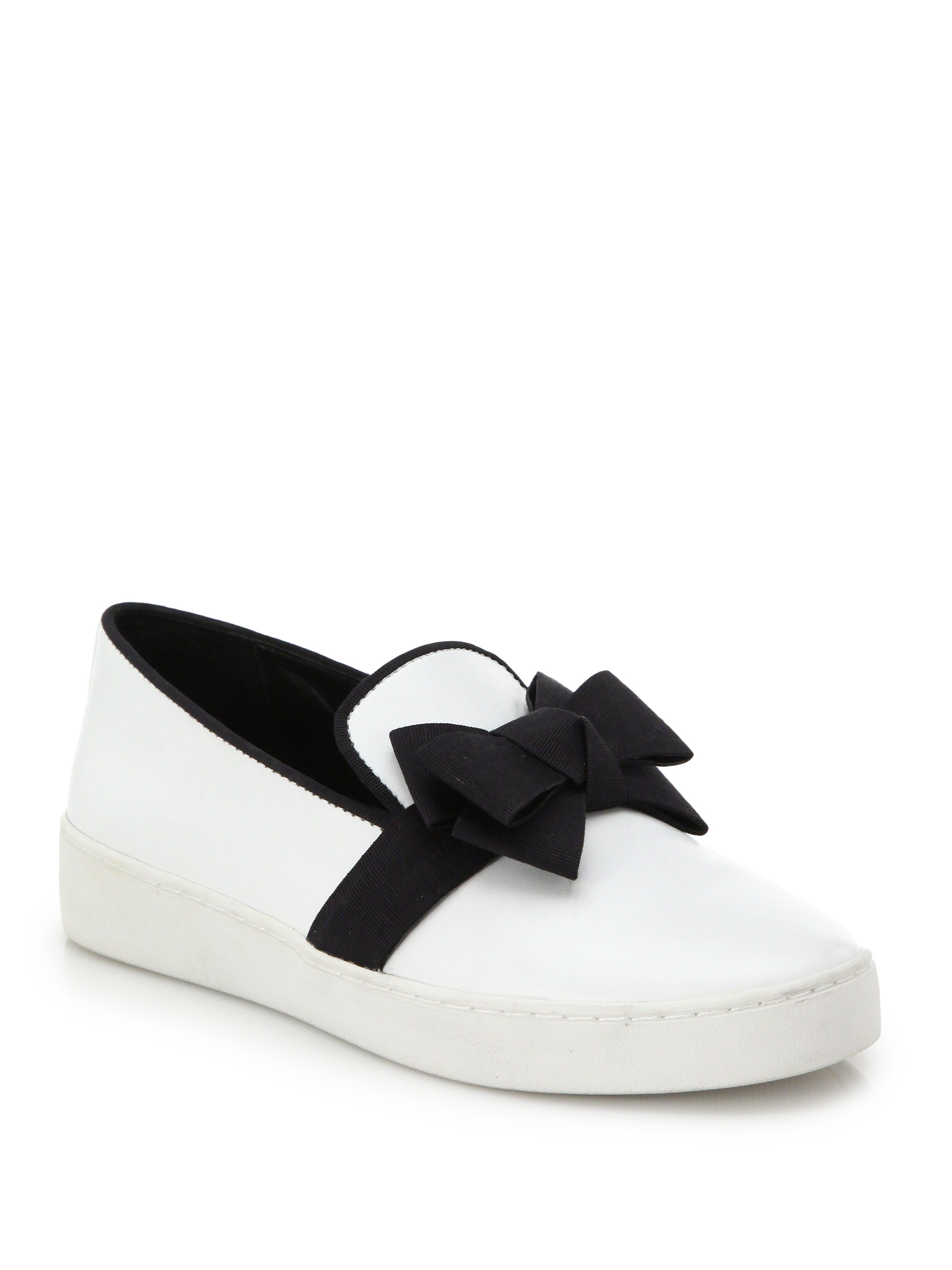 Michael kors Val Bow Patent Leather Skate Sneakers in White Lyst