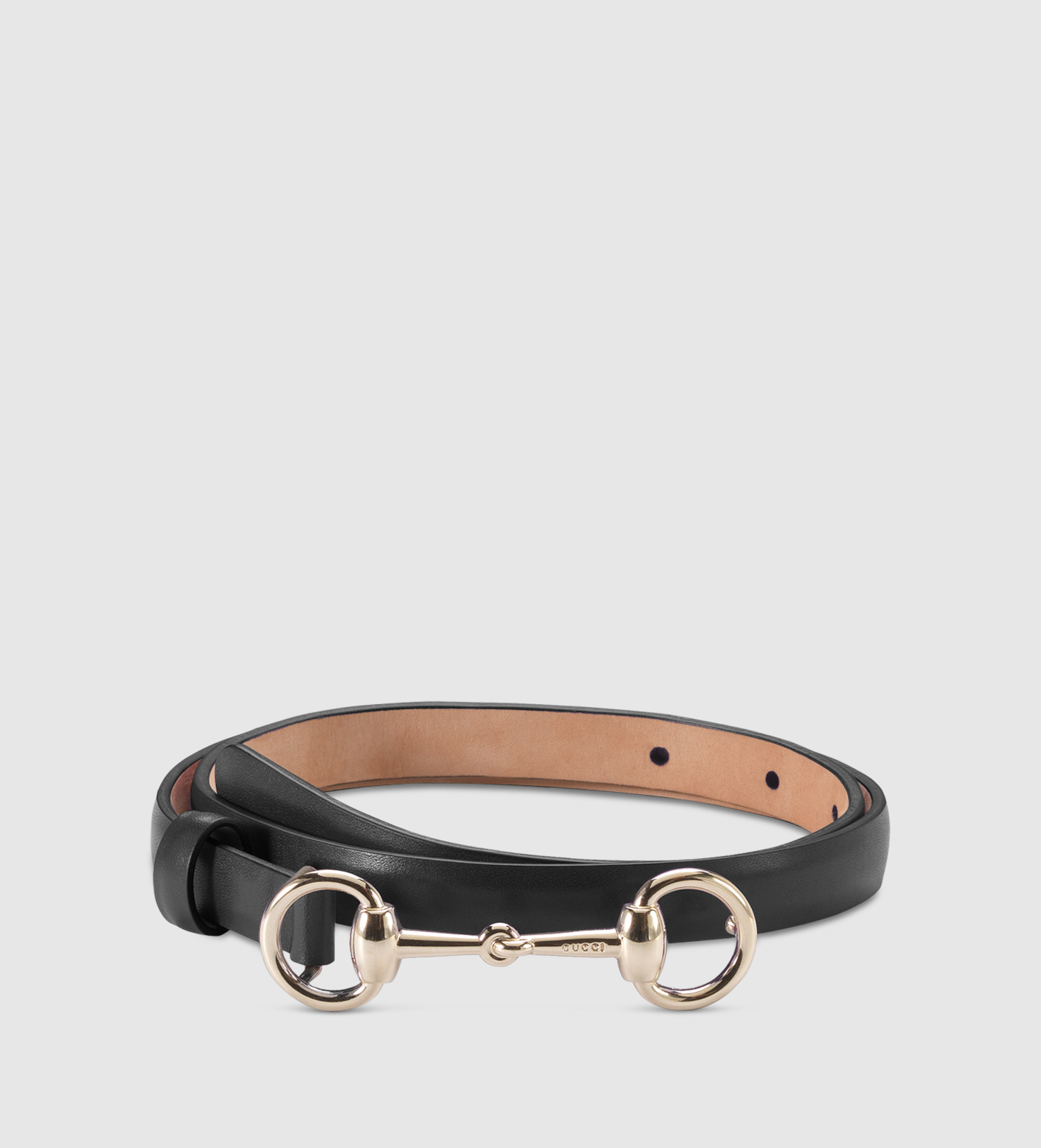 Gucci Leather Skinny Belt With Horsebit Buckle in Black | Lyst