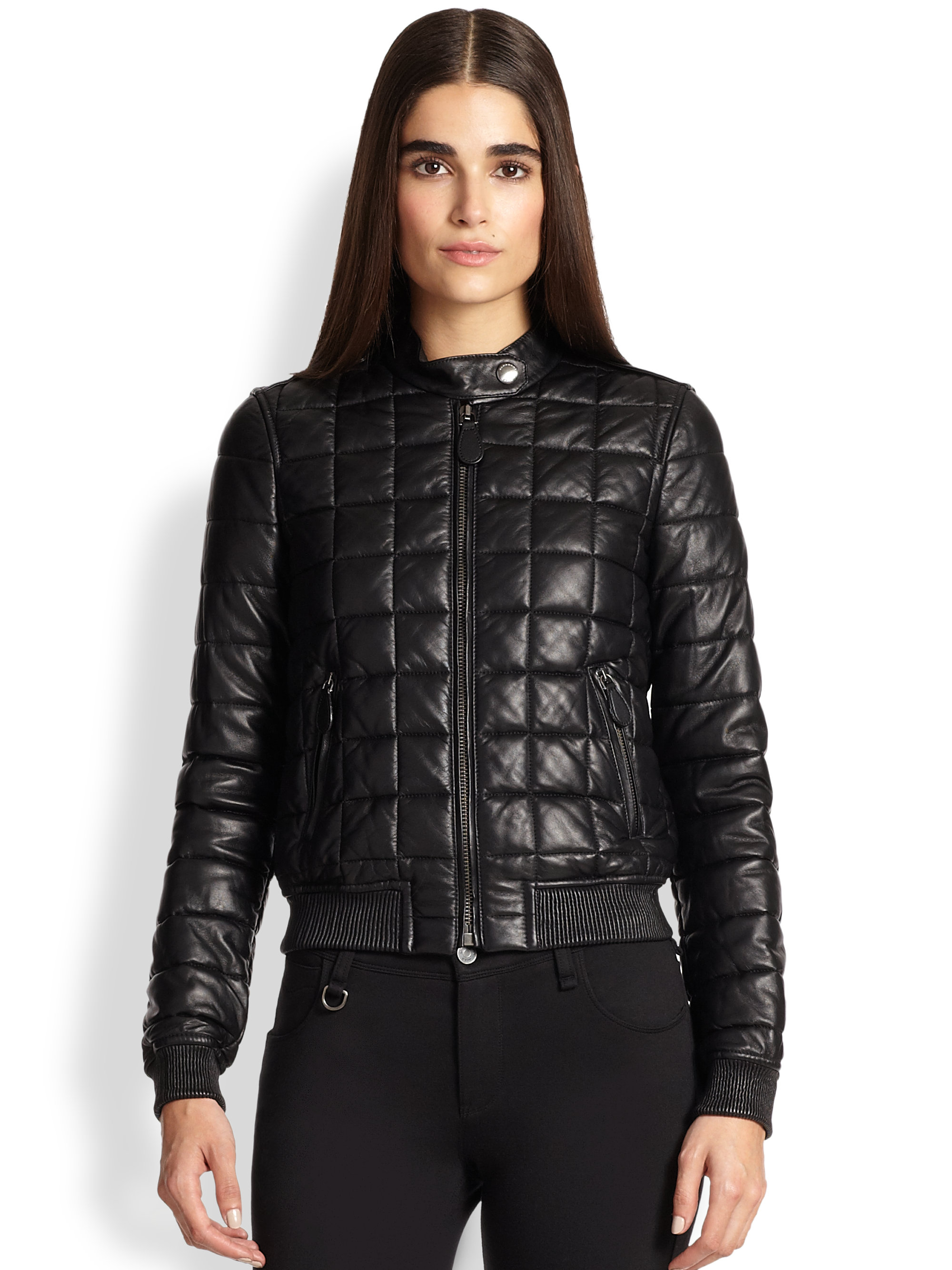 Burberry Brit Boblington Quilted Leather Bomber in Black | Lyst