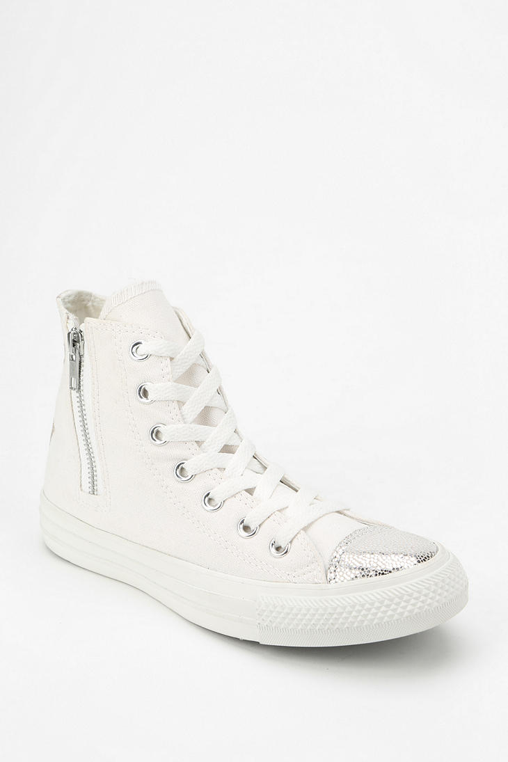 Converse Glitter Toe Womens Hightop Sneaker in White | Lyst