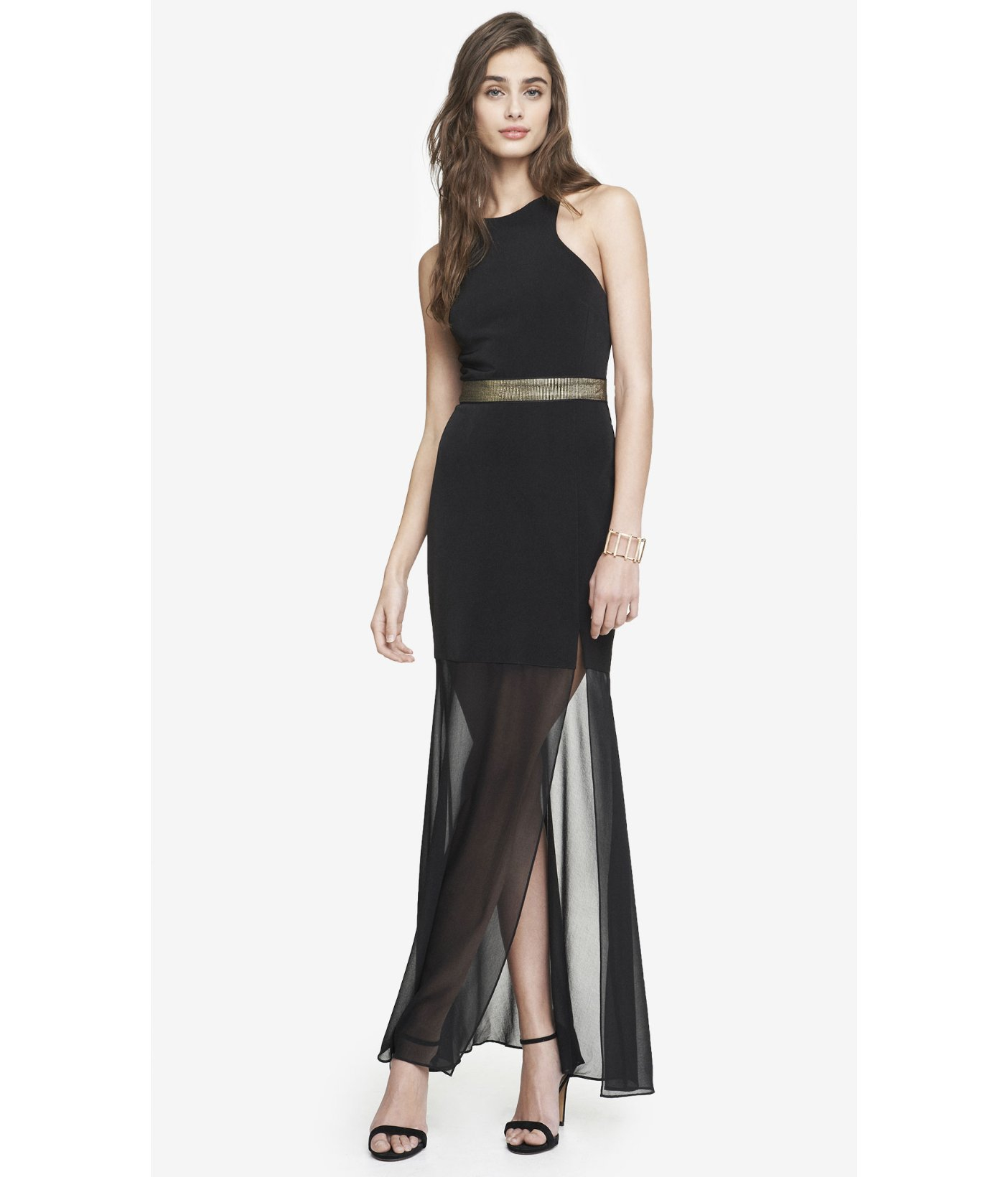 sheer skirt maxi dress