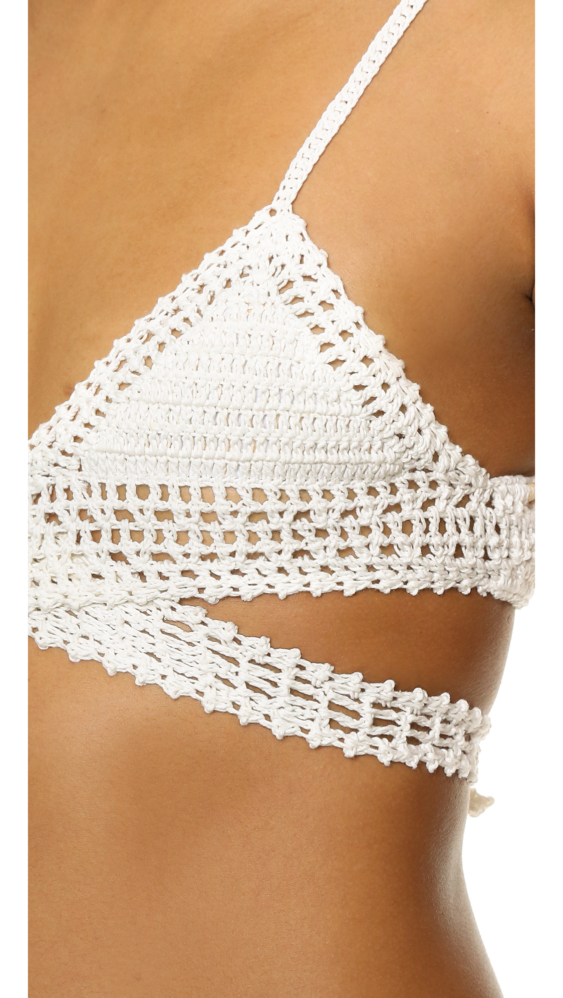 Lyst - She Made Me Crochet Wrap Triangle Bikini Top in Natural