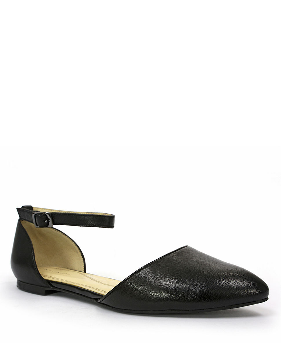 black ankle strap flat