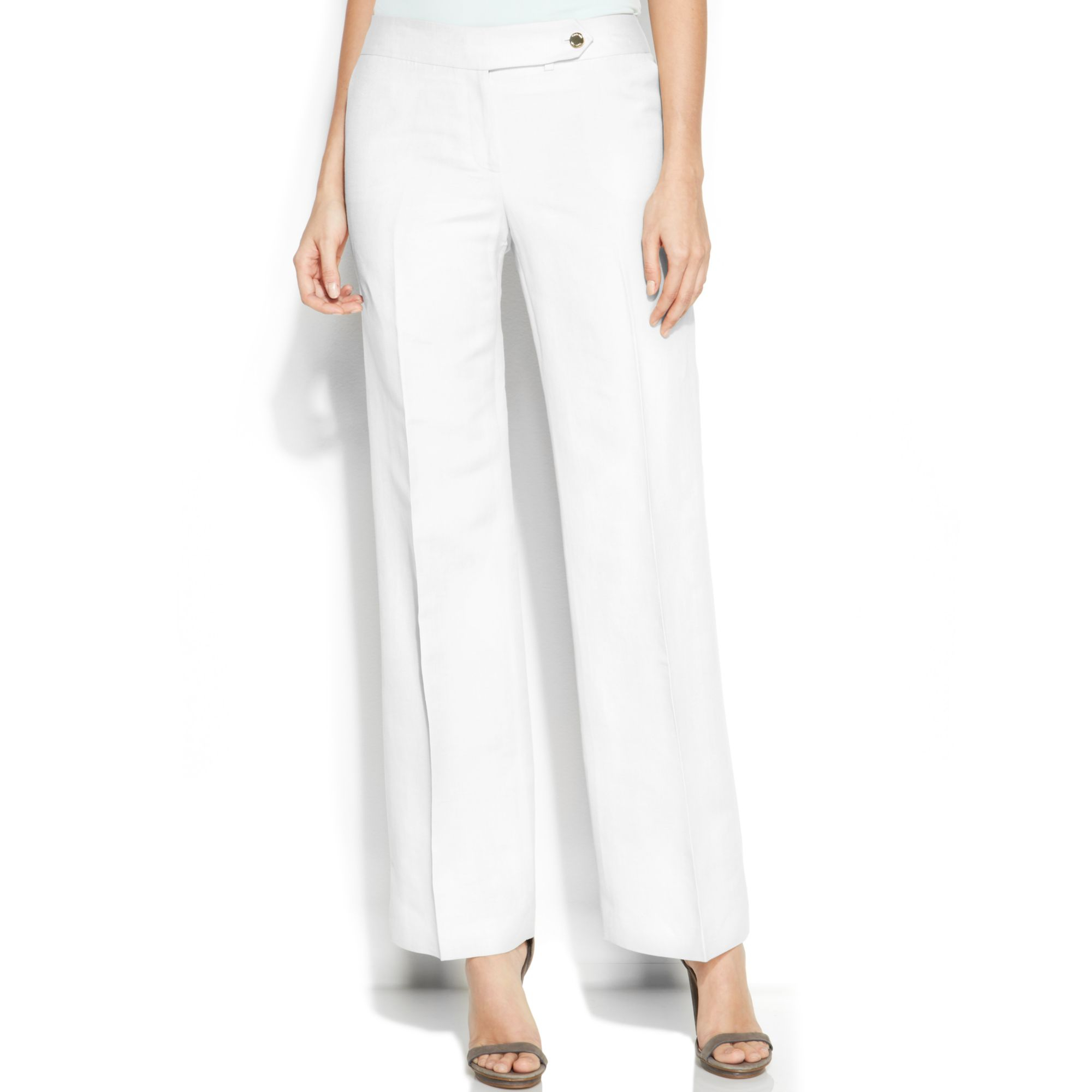 Calvin klein Linenblend Dress Pants in White | Lyst