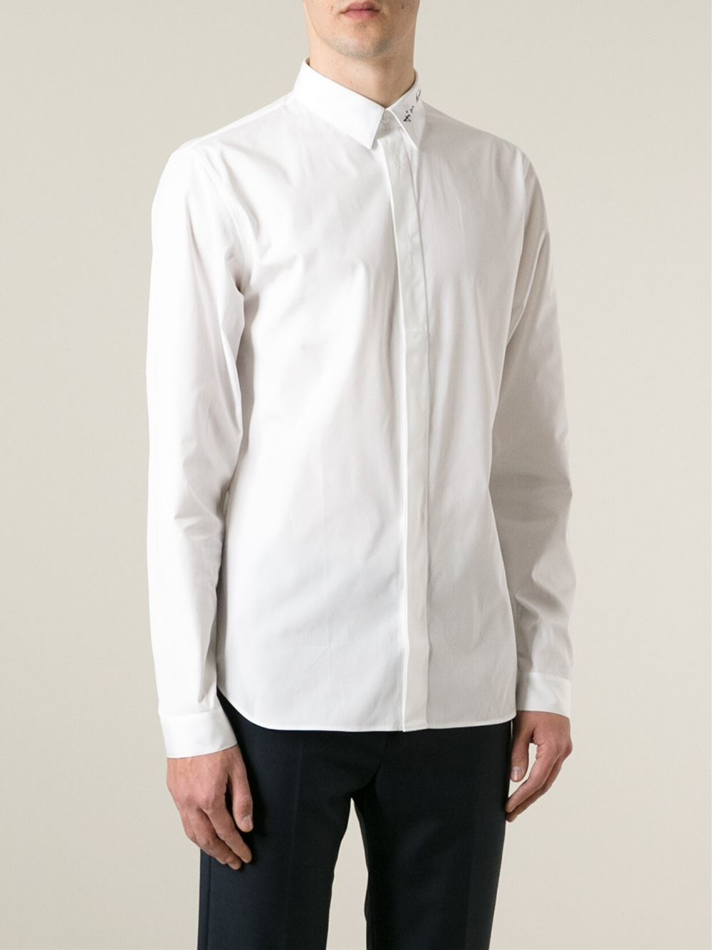 Dior Homme Embroidered Collar Shirt in White for Men - Lyst