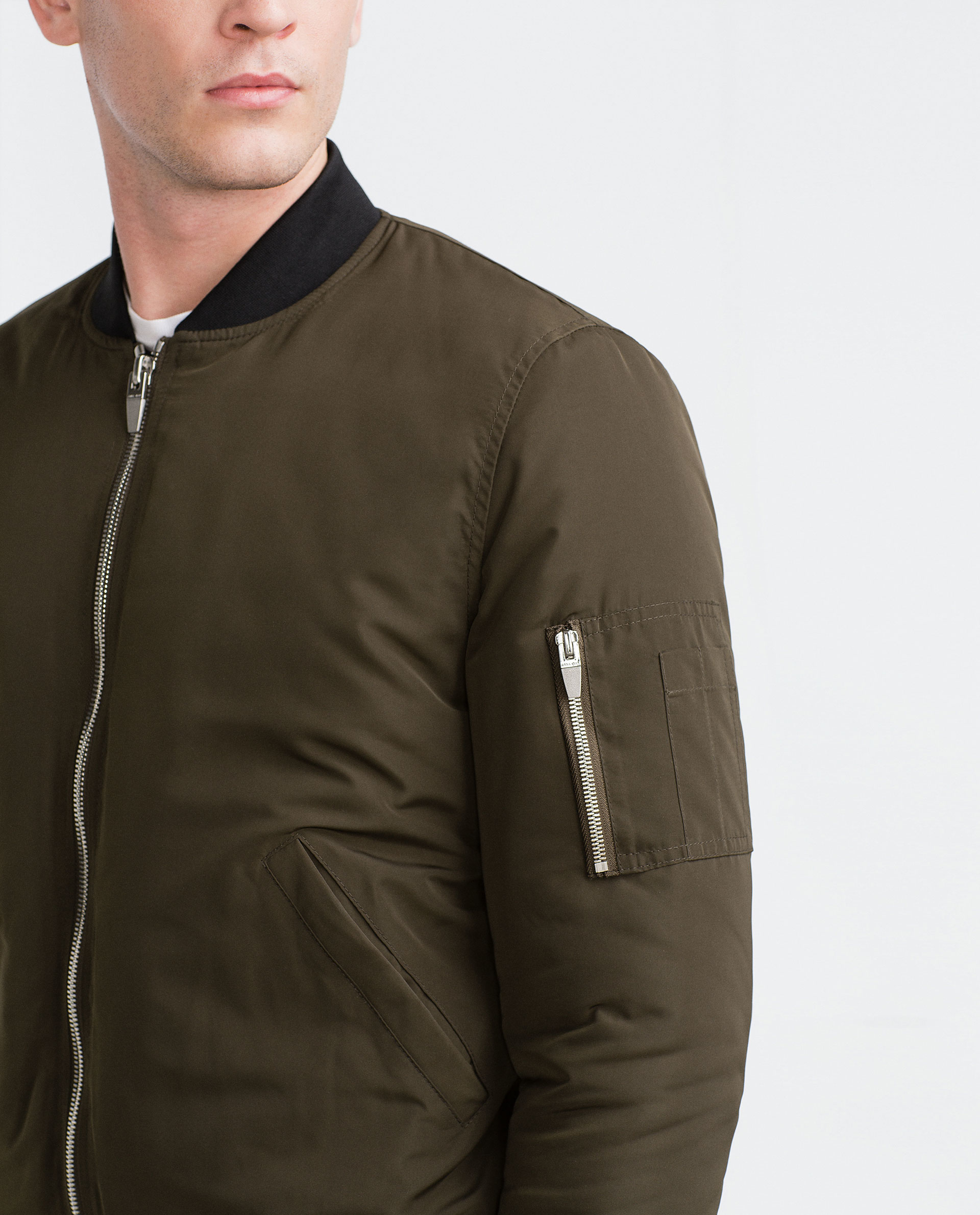  Zara  Quilted Bomber Jacket  in Green for Men Lyst