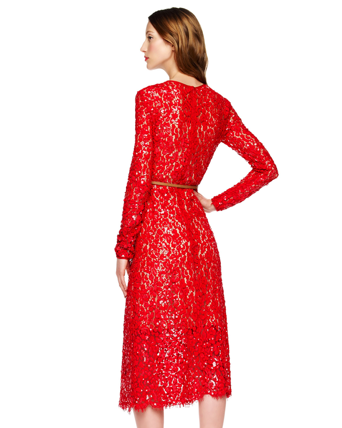michael kors red lace dress