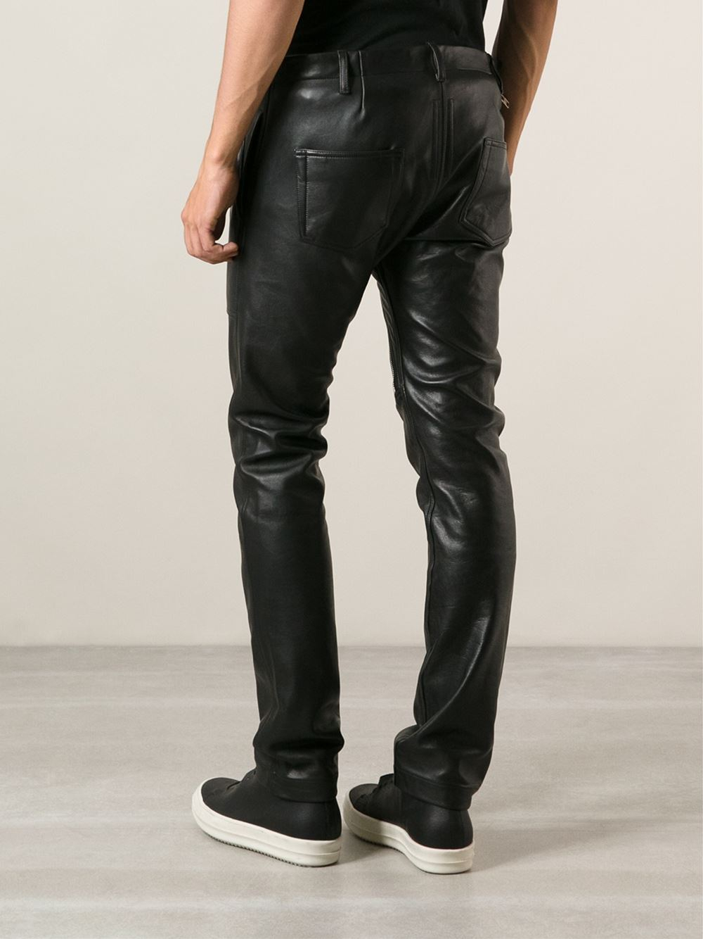 Rick Owens Slim Fit Leather Trousers in for Men | Lyst