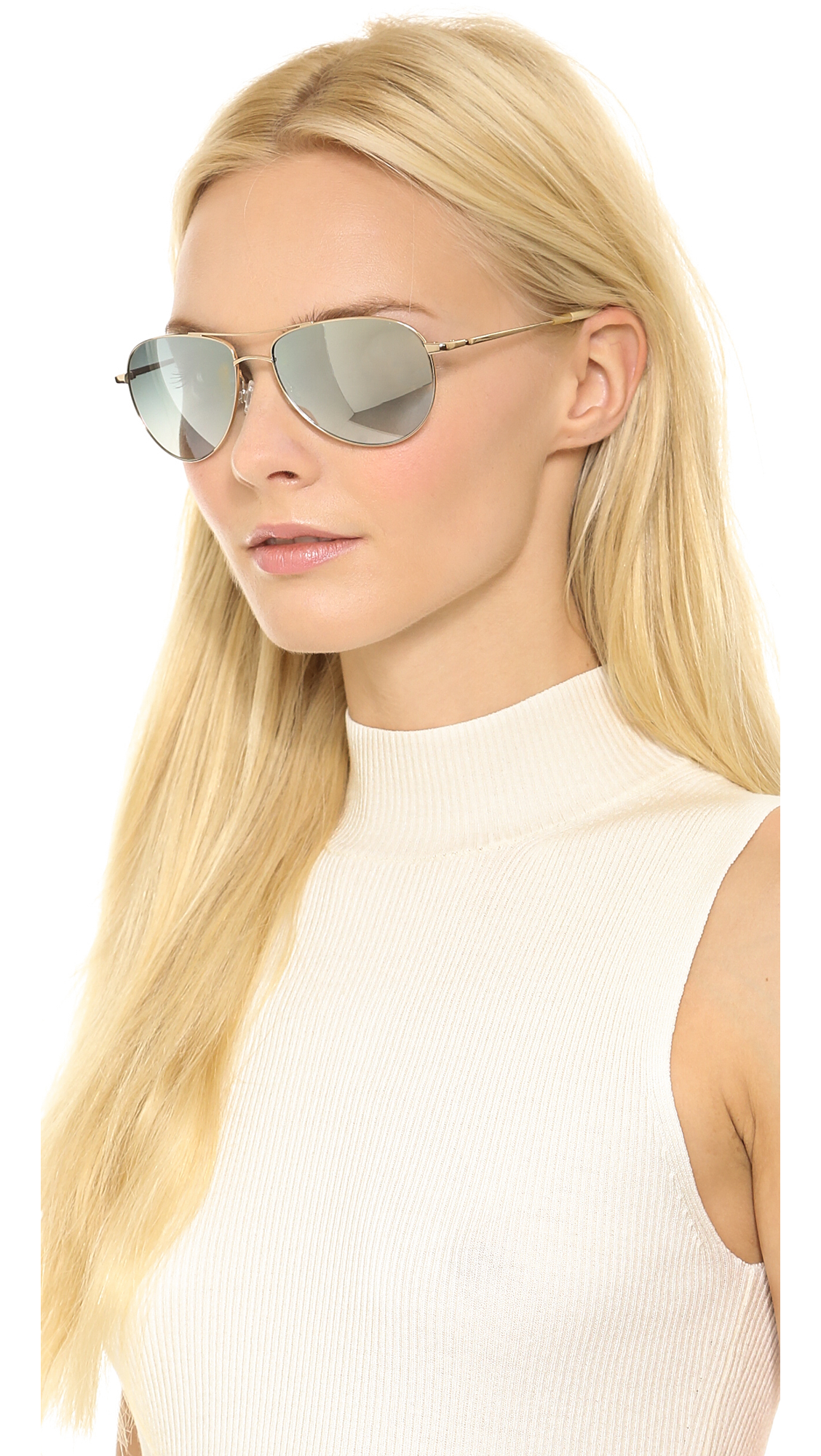 Oliver Peoples Benedict Mirrored Sunglasses - Gold/Steel Mirror in Pink |  Lyst