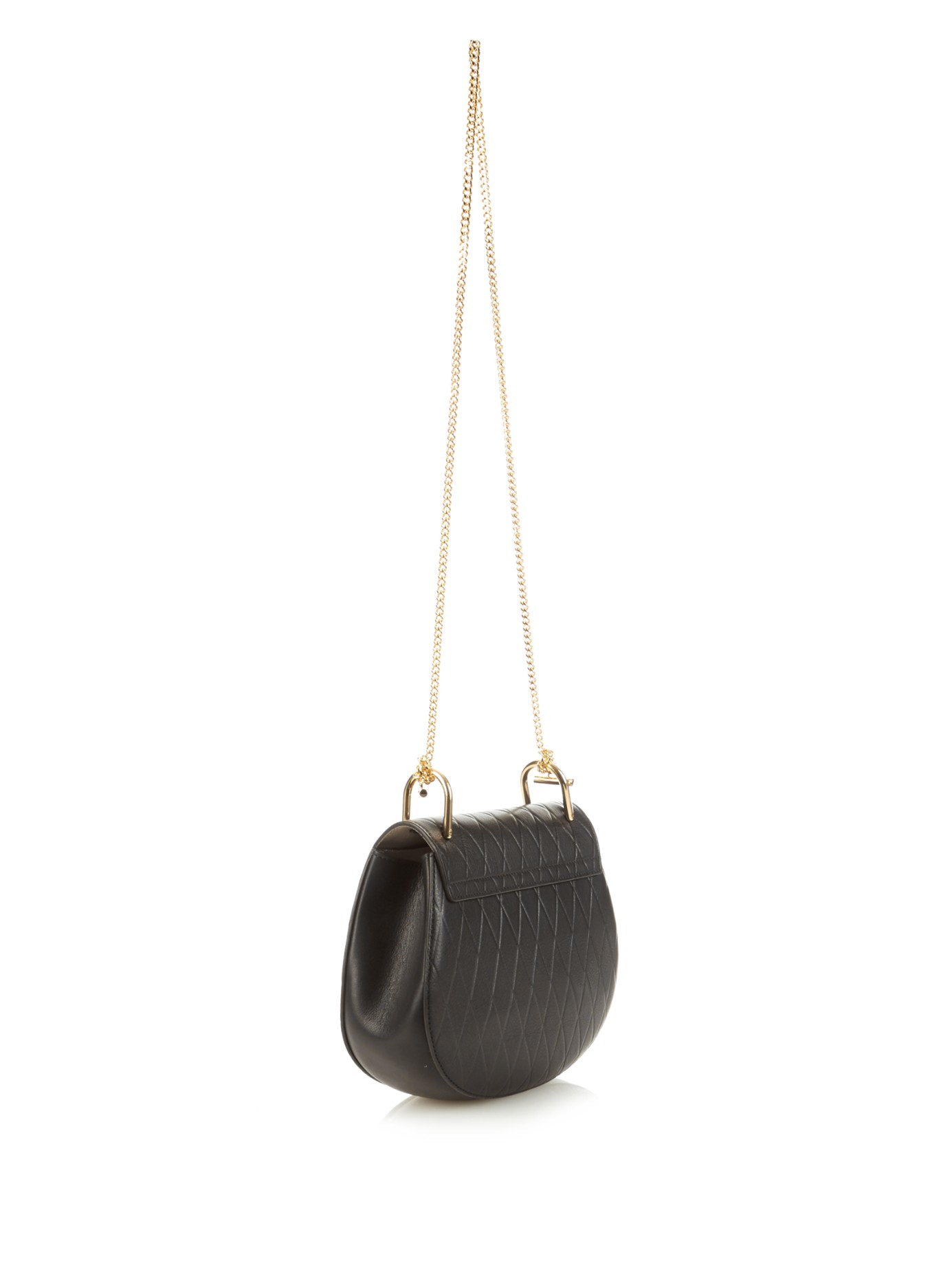 Chlo Drew Small Embossed Shoulder Bag in Black | Lyst