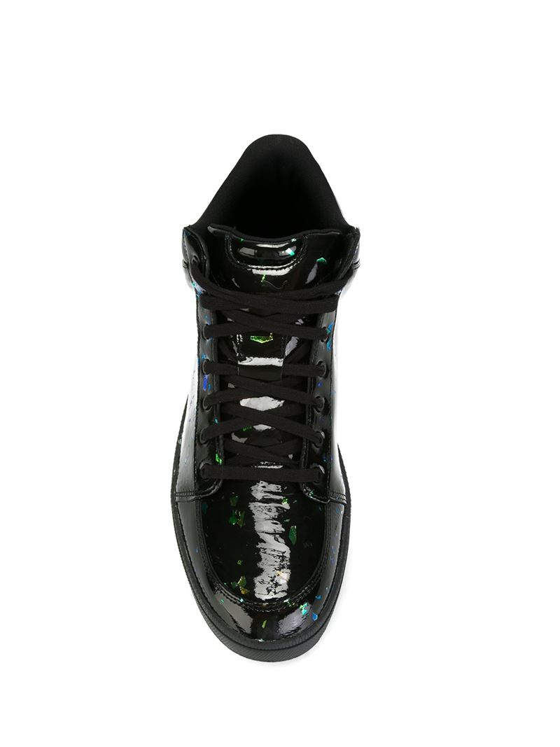 Alexander McQueen X Puma Serve Faux-Leather Glitter Mid-Top Sneakers in  Black for Men | Lyst