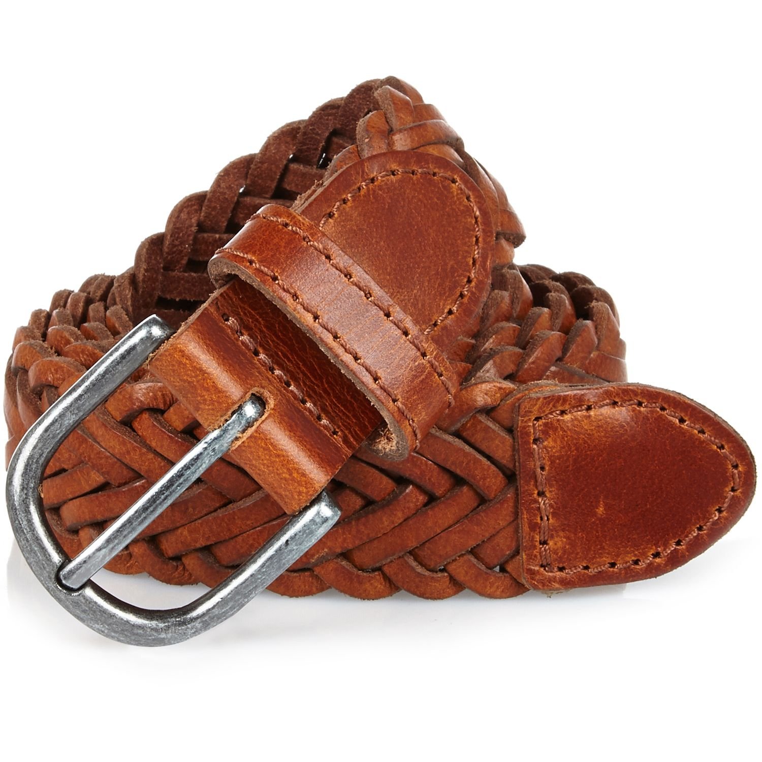 River Island Light Brown Leather Plaited Belt in Brown for Men | Lyst