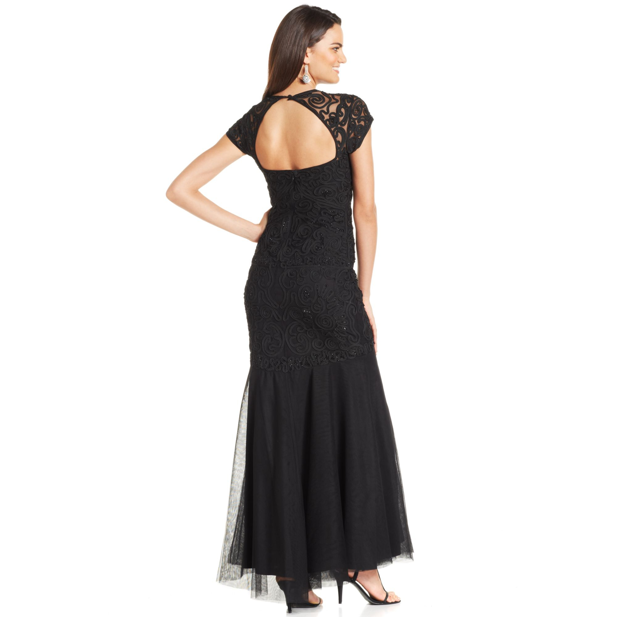 Js Collections Sequin Embroidered Mermaid Gown In Black 