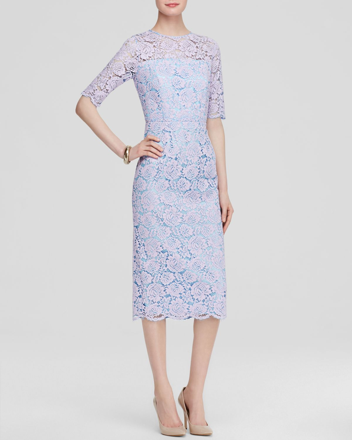 shoshanna lace midi dress