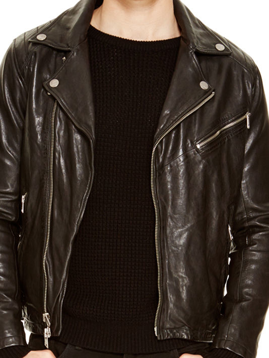 dkny men's leather racer jacket